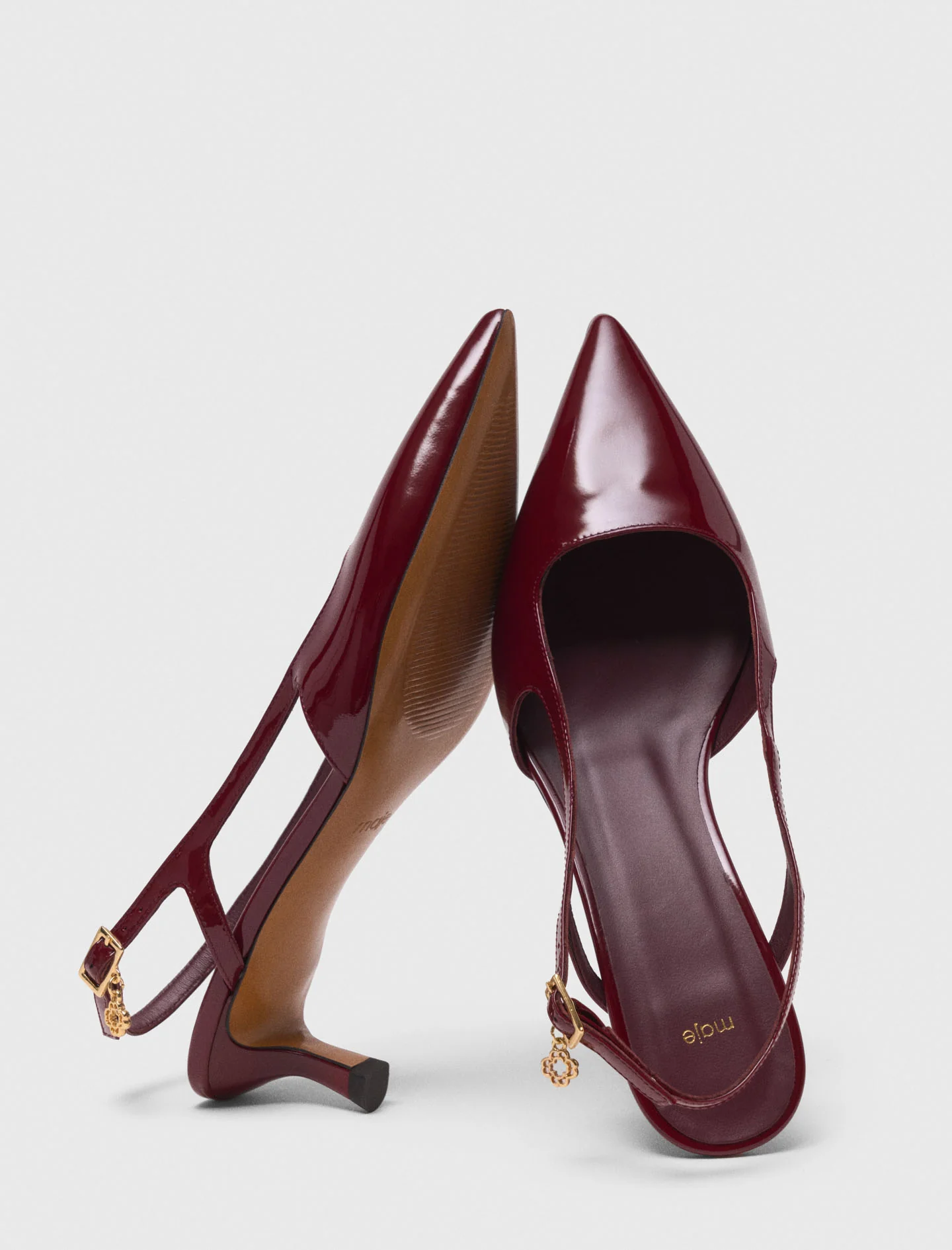 Patent leather slingback pumps Burgundy - Image 5