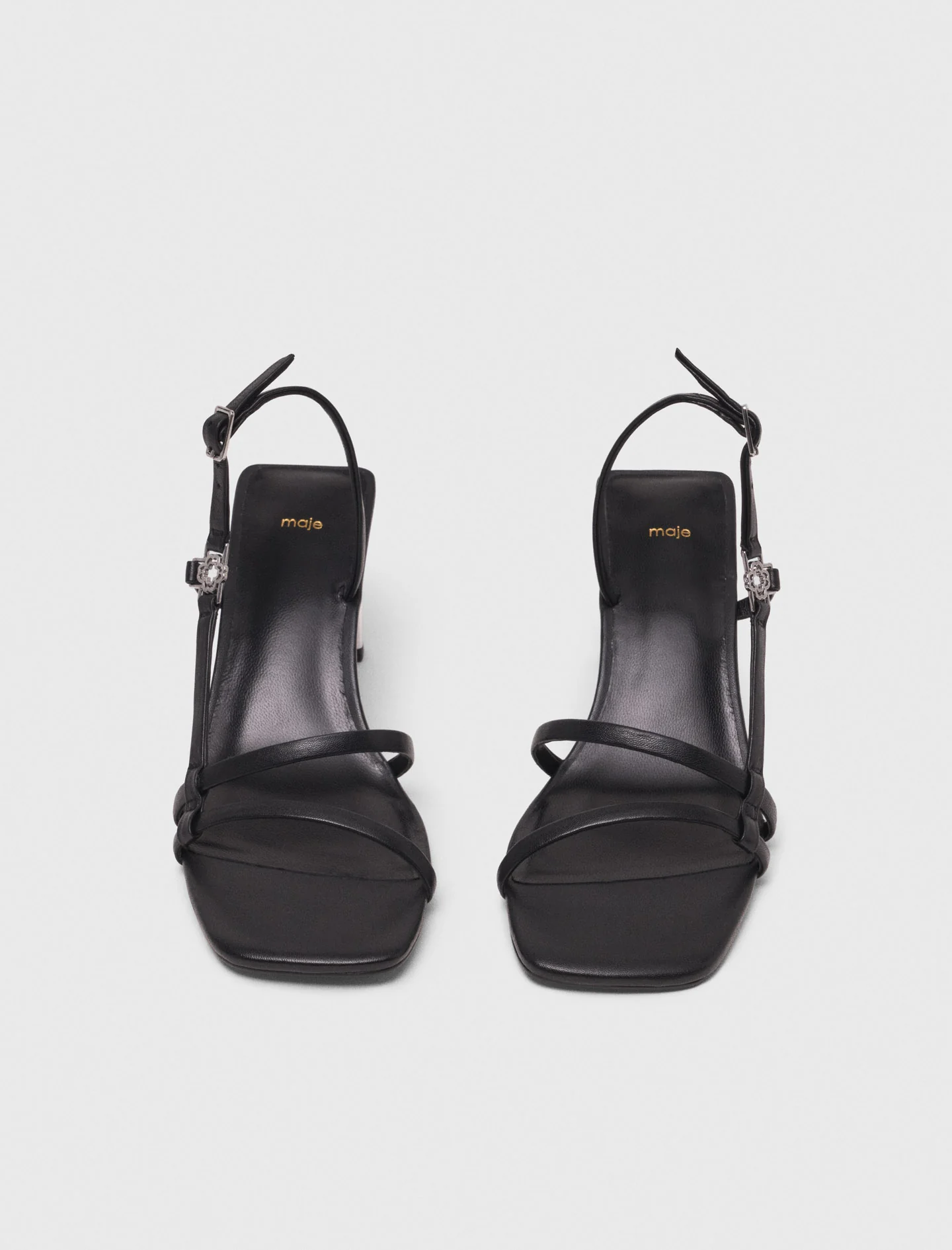 Strappy sandals with metallic heel Black - Image 6