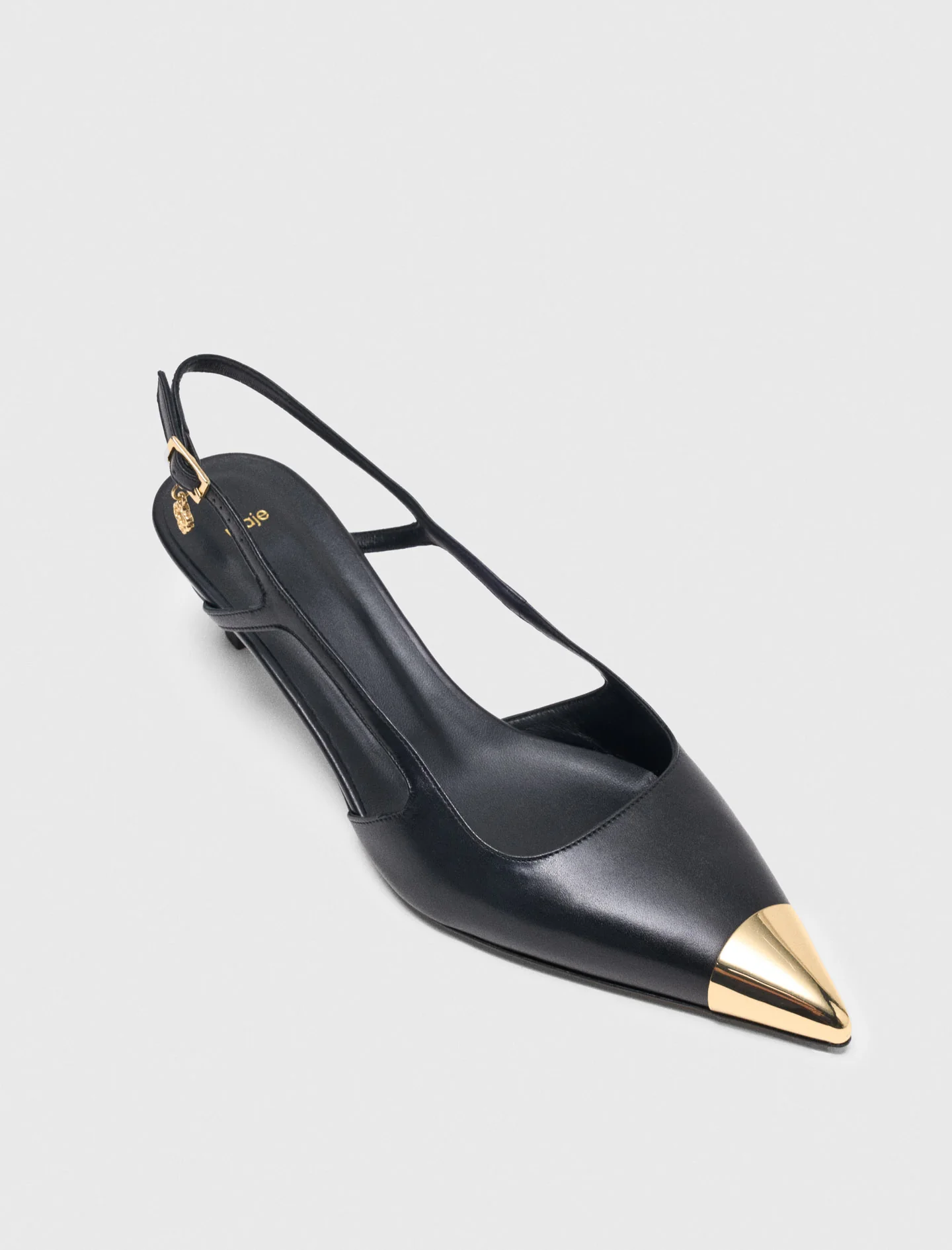 Smooth leather slingback pumps Black - Image 7