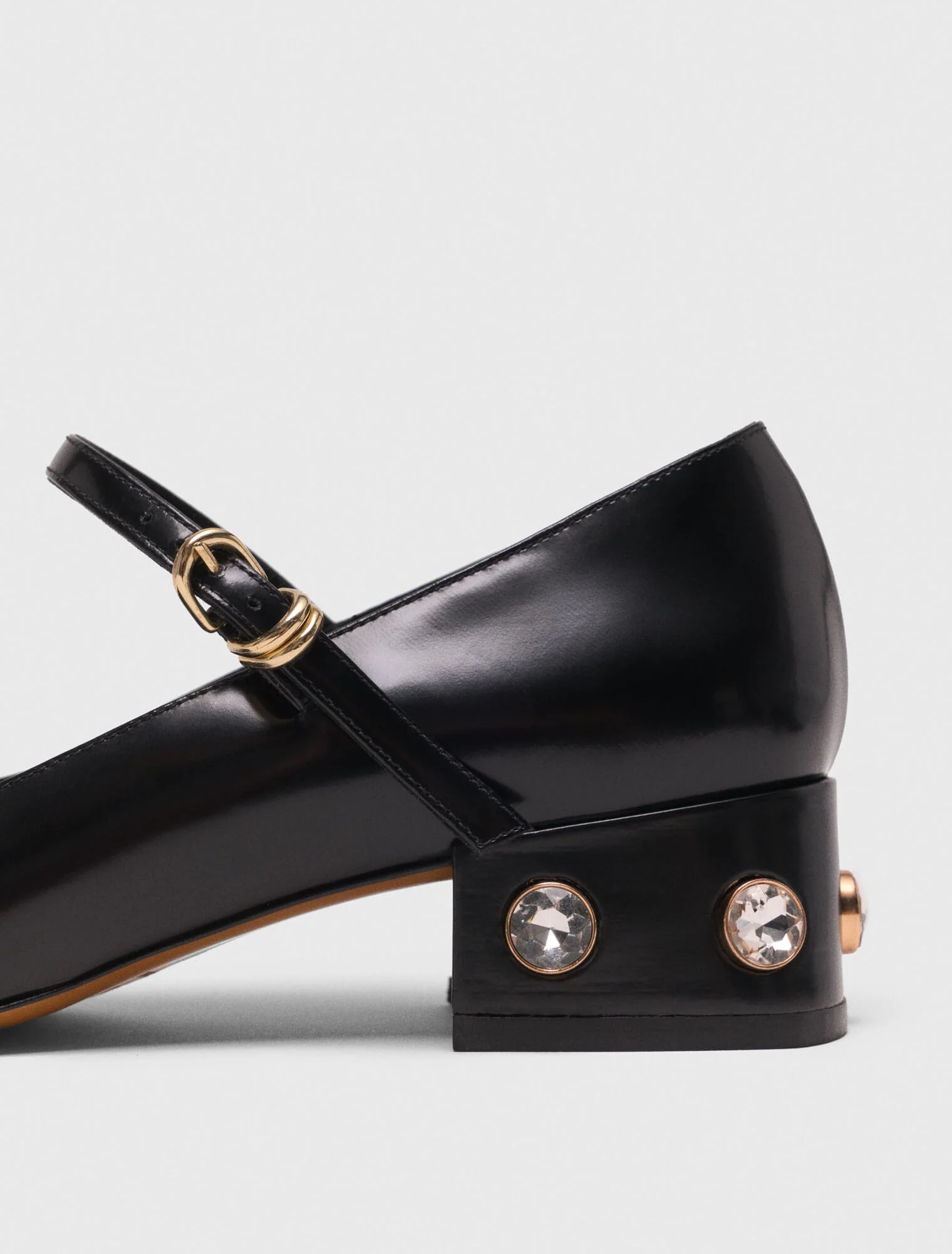 Heeled rhinestone Mary Janes Black - Image 3