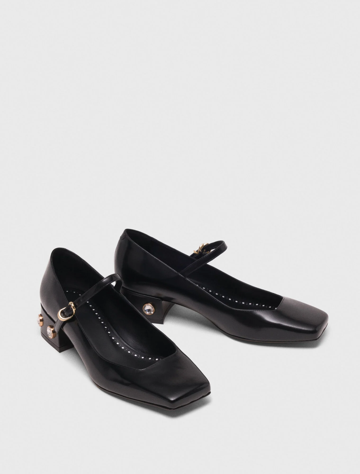 Heeled rhinestone Mary Janes Black - Image 5