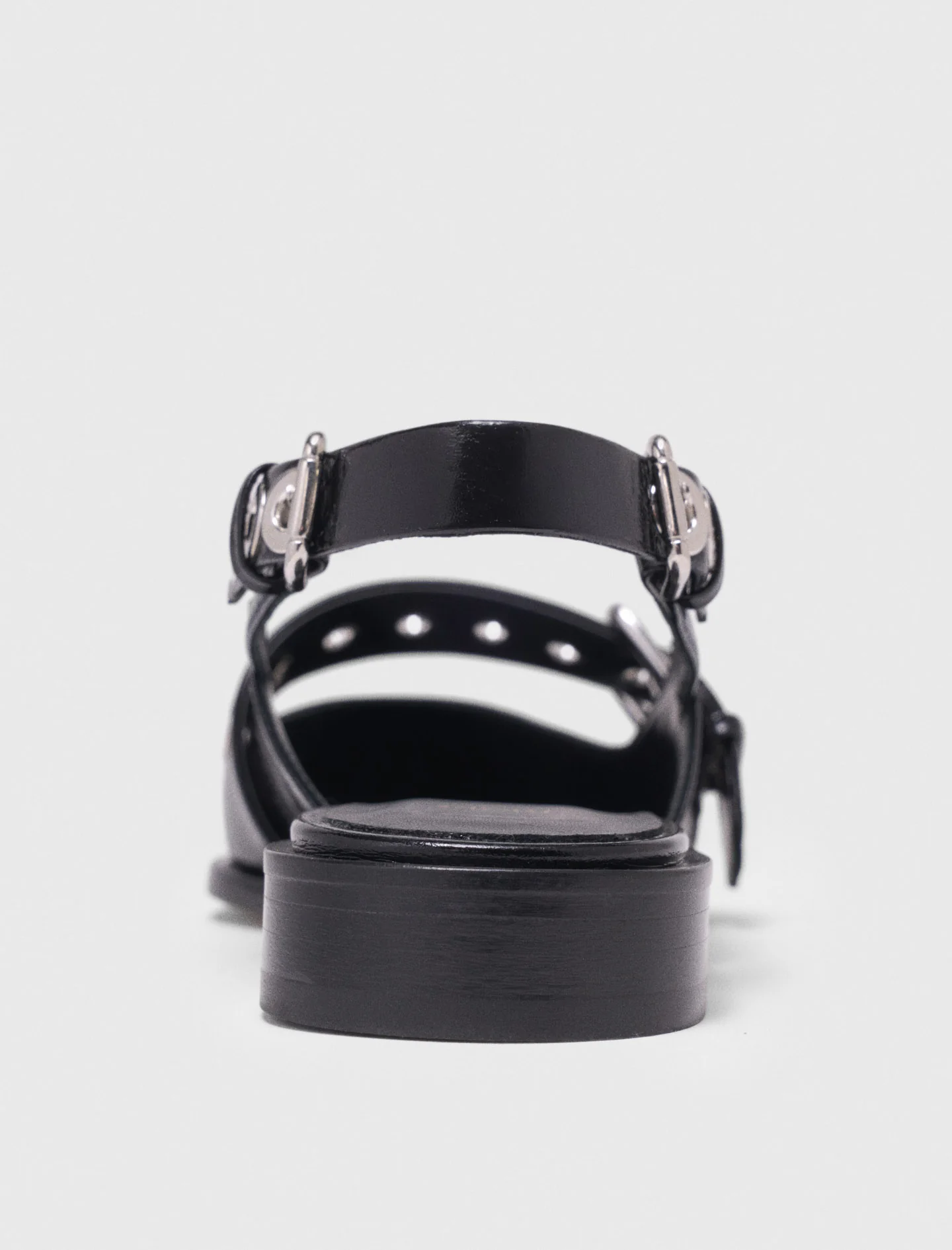 Flat Leather Strap Slingbacks Black - Image 5