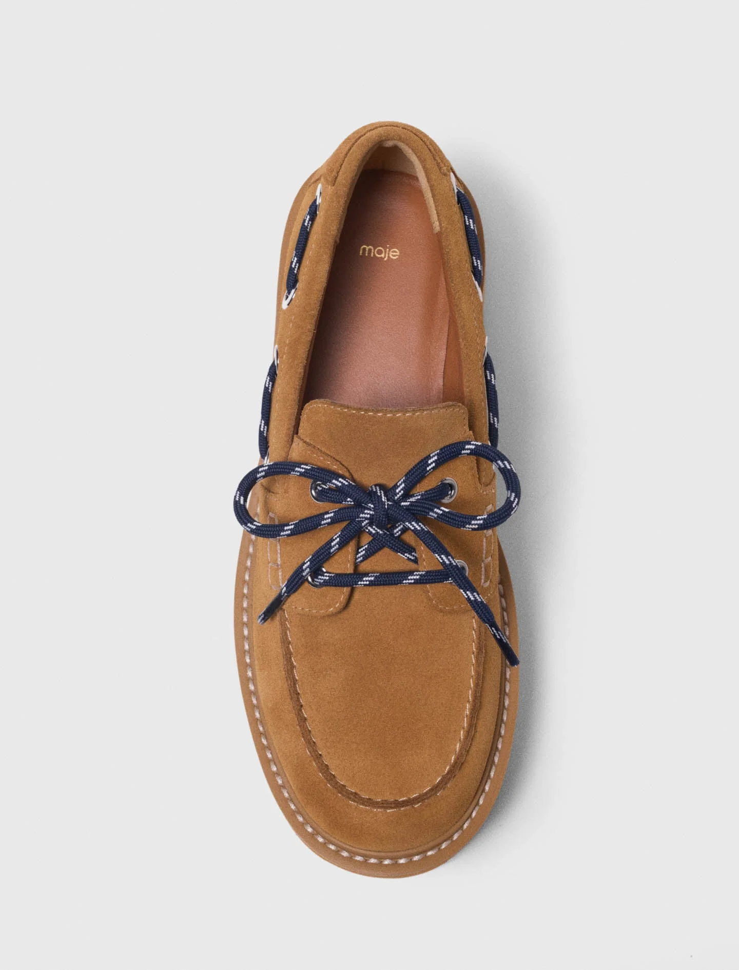 Suede Platform Boat Shoes Caramel - Image 5