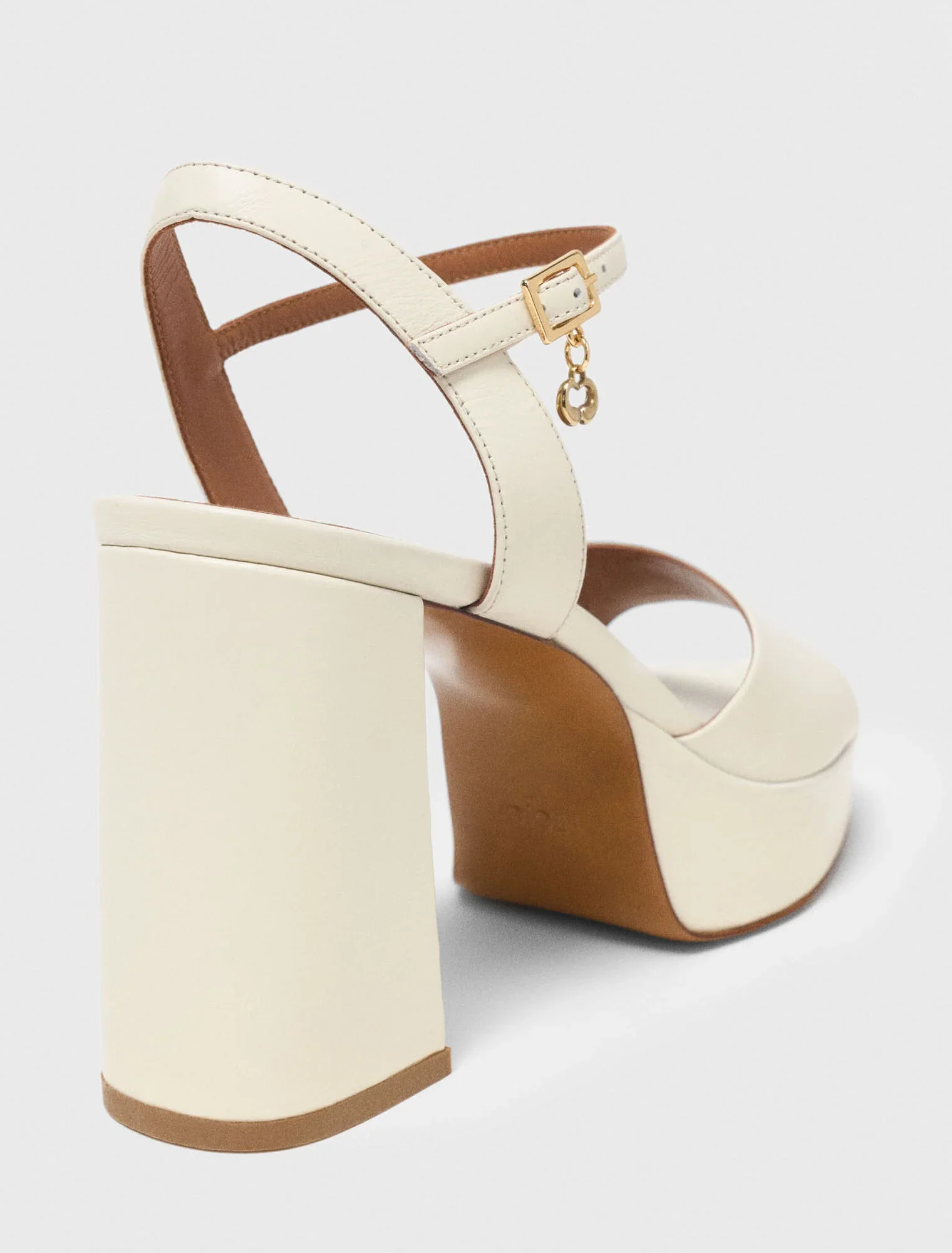 Leather Platform Sandals Ecru - Image 3