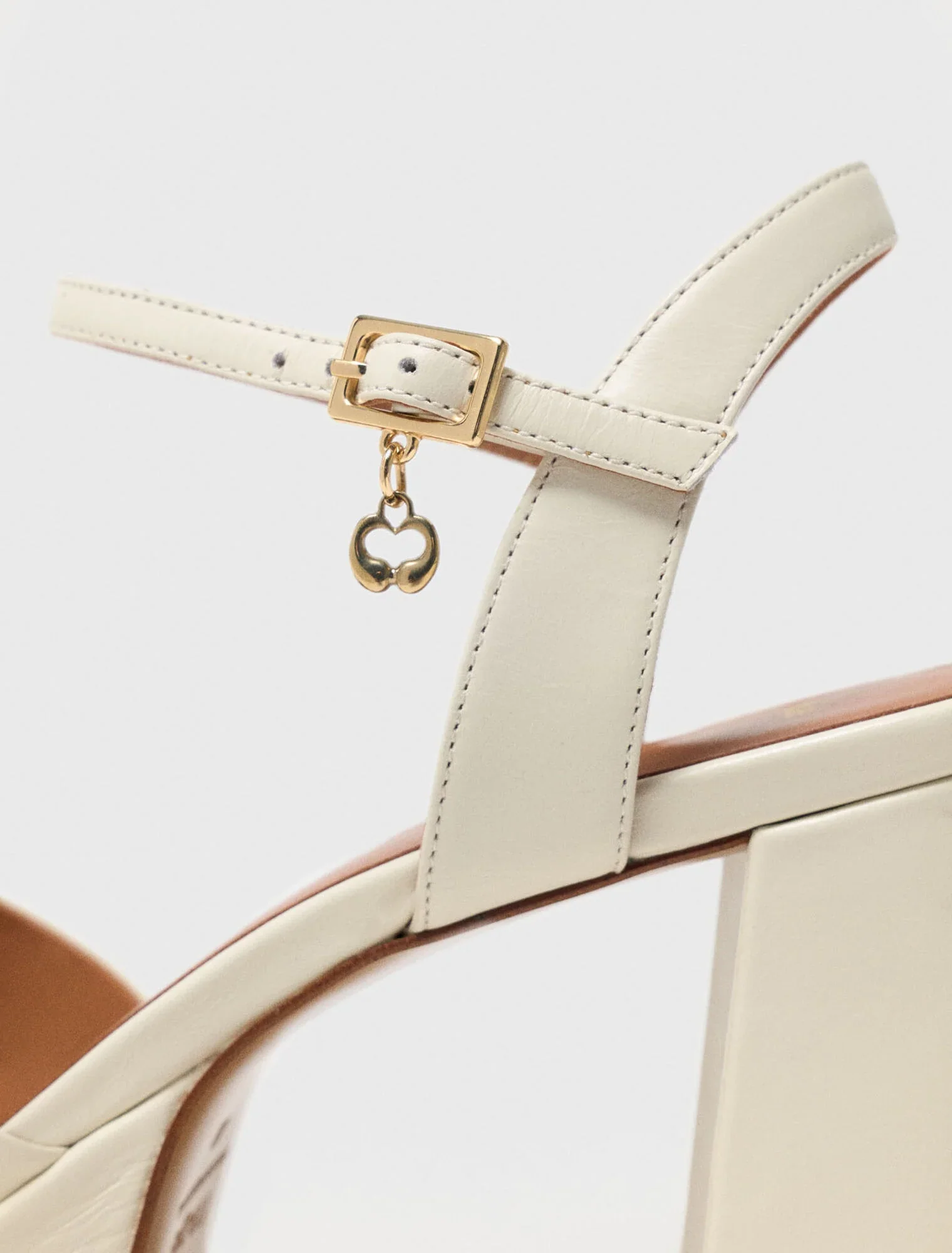Leather Platform Sandals Ecru - Image 4