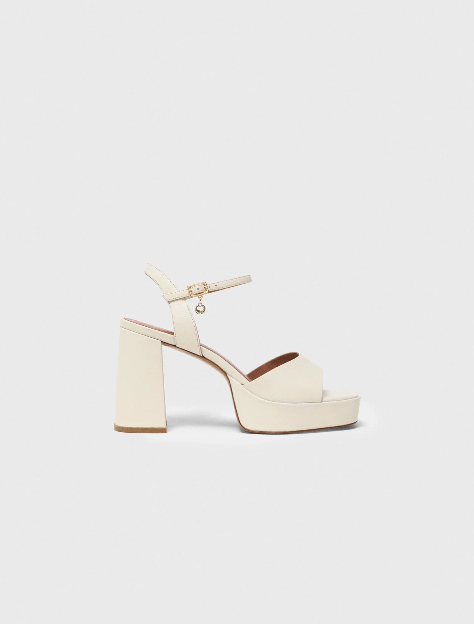 Leather Platform Sandals Ecru - Image 5
