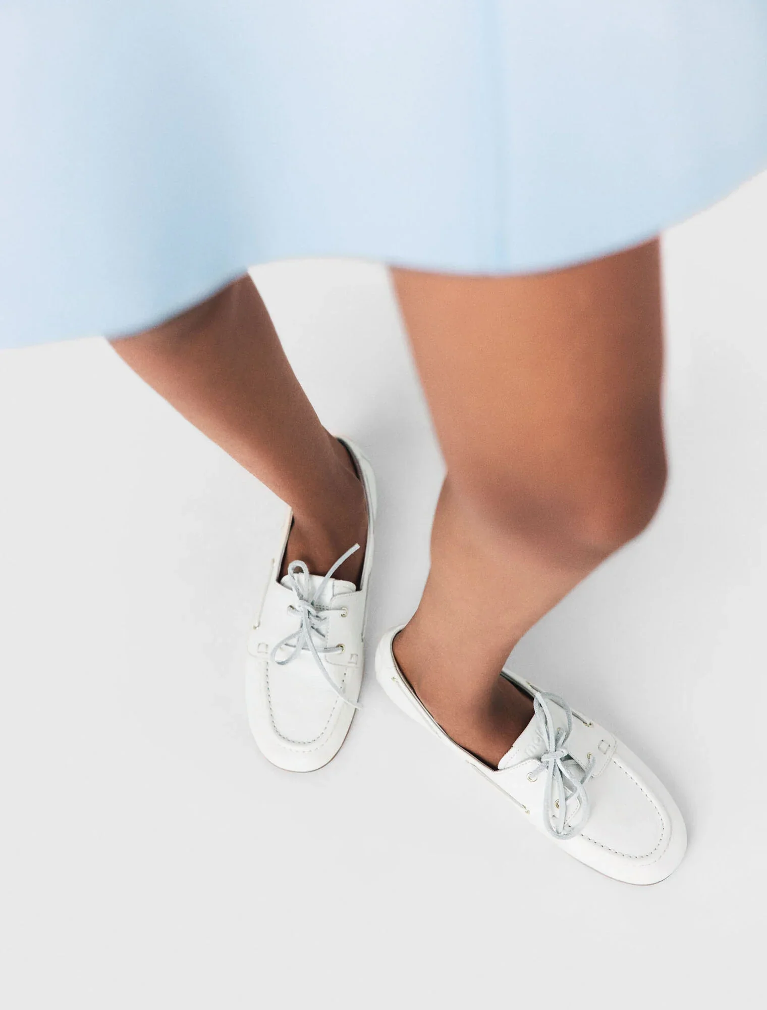 Leather Boat Shoes White - Image 2