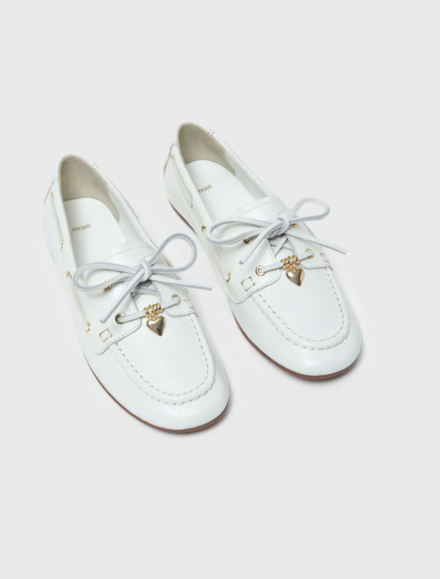 Leather Boat Shoes White - Image 3