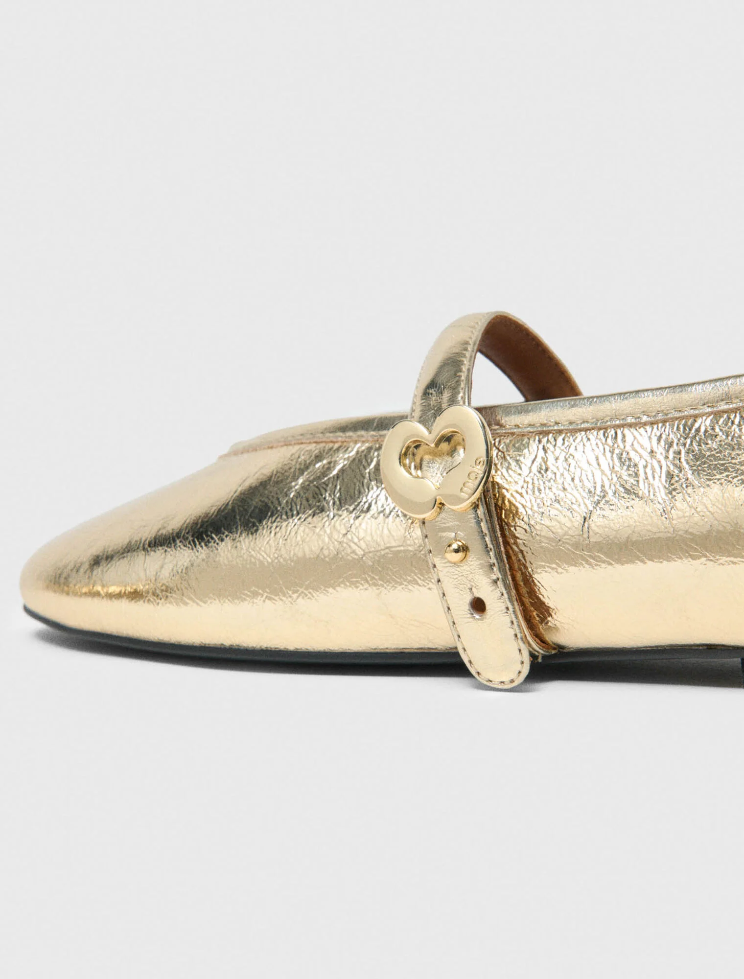 Metallic Leather Ballet Flats Light Gold - Image 4