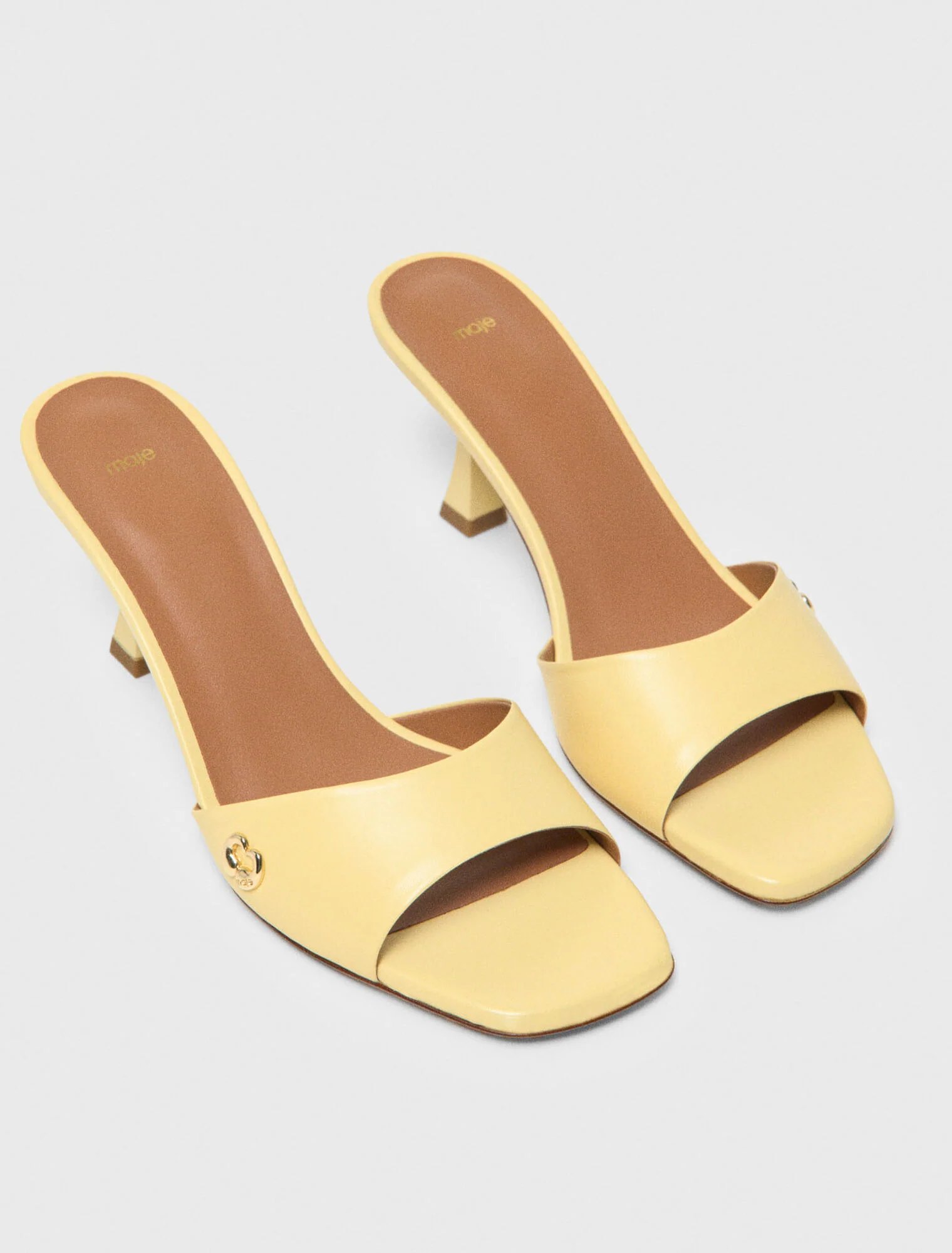 Leather Mules Pale Yellow - Image 3