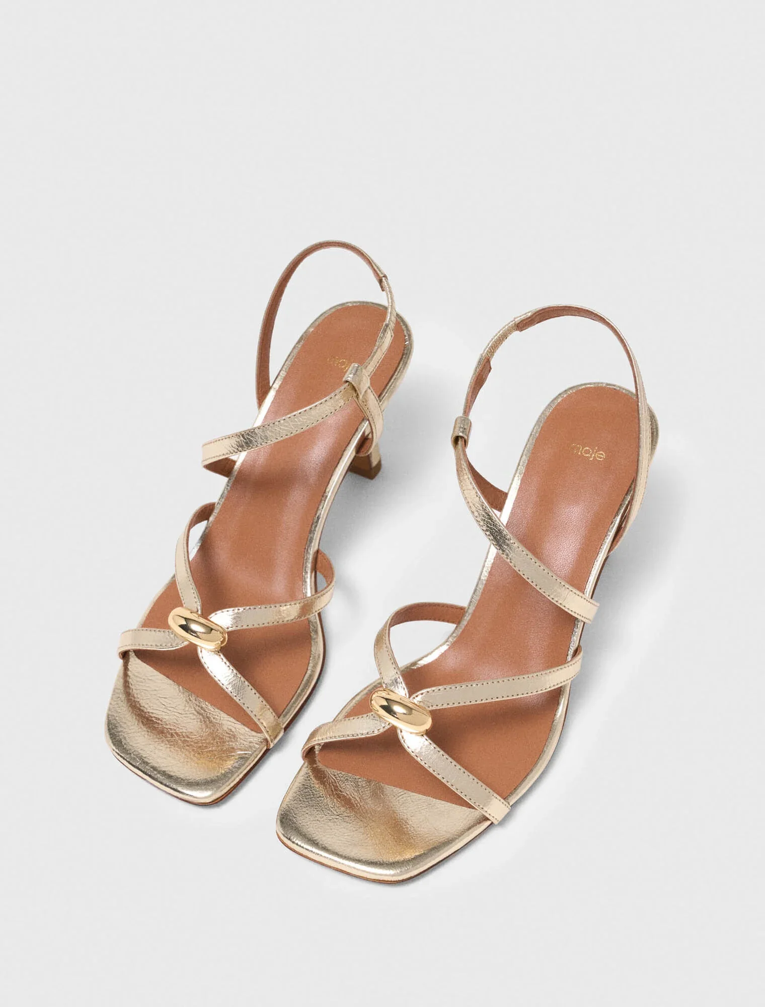 Metallic Multi-Strap Sandals Light Gold - Image 3