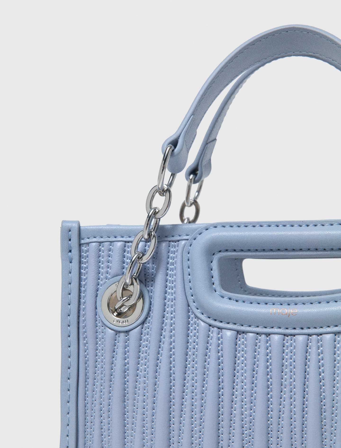 Mini Quilted Leather Tote Bag Blue Sky - Image 2