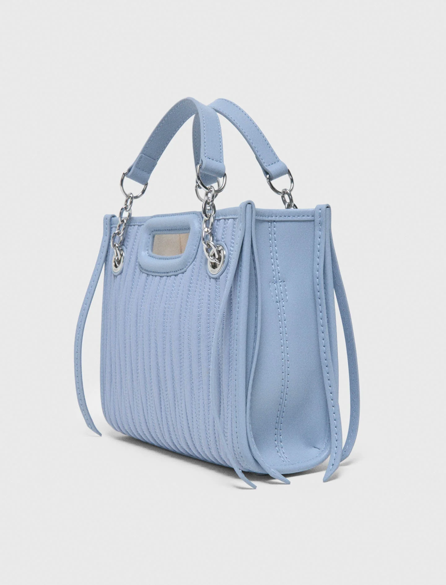 Mini Quilted Leather Tote Bag Blue Sky - Image 3