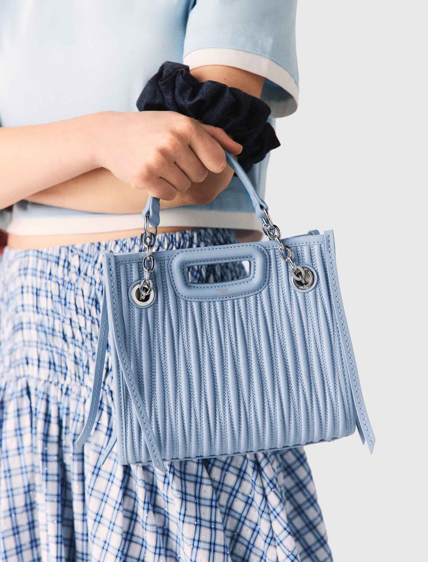 Mini Quilted Leather Tote Bag Blue Sky - Image 6