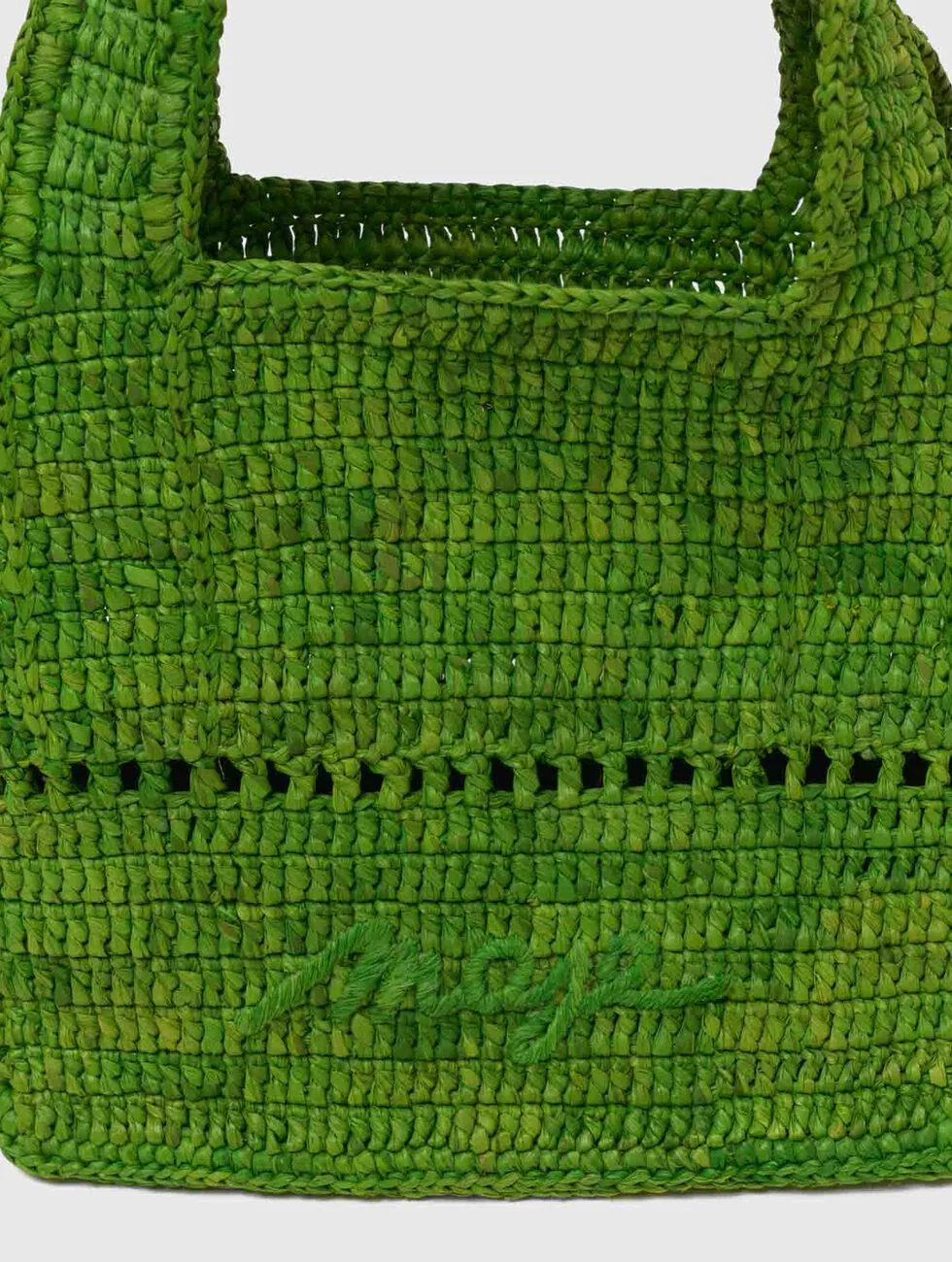 Natural raffia mini shopping bag Green - Image 3