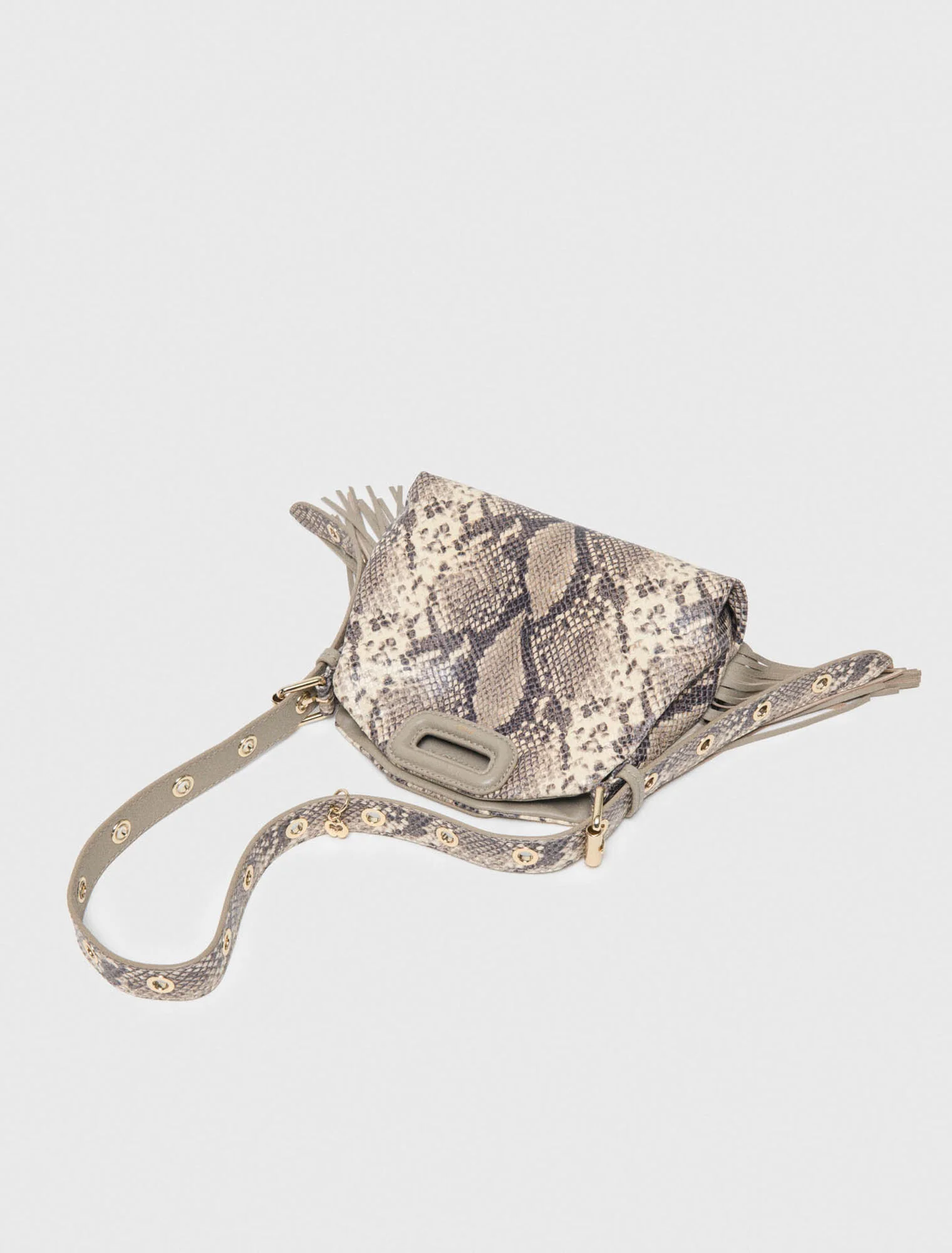 Python-Embossed Miss M Mini Bag Natural Snake Print - Image 6
