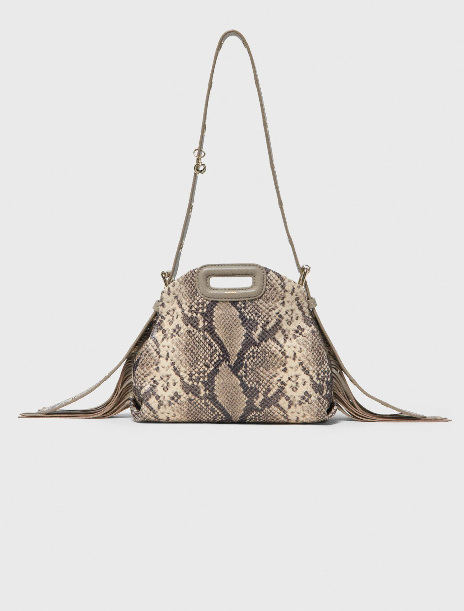 Python-Embossed Miss M Mini Bag Natural Snake Print - Image 7