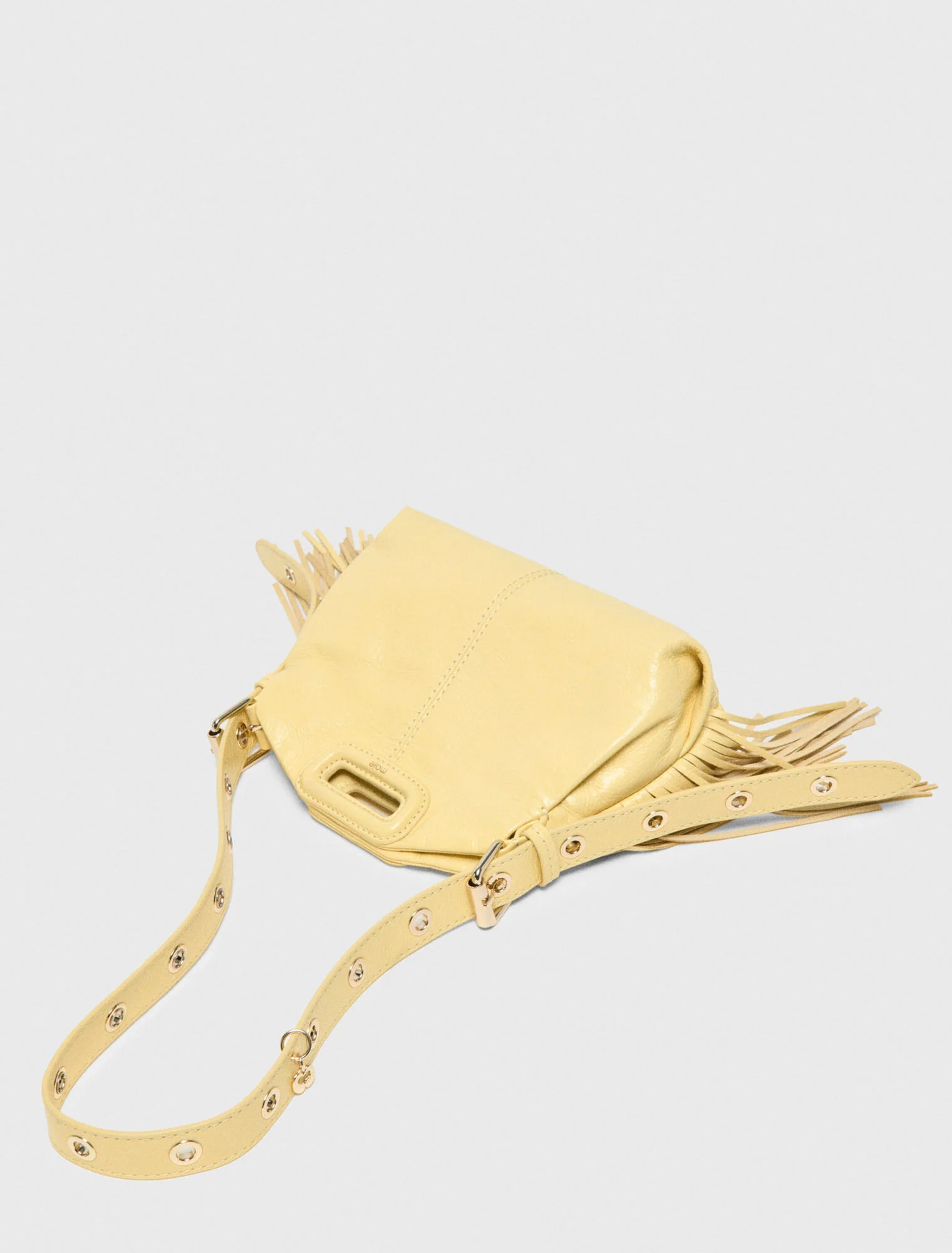 Matte Crackle Miss M Mini Bag Pale Yellow - Image 4
