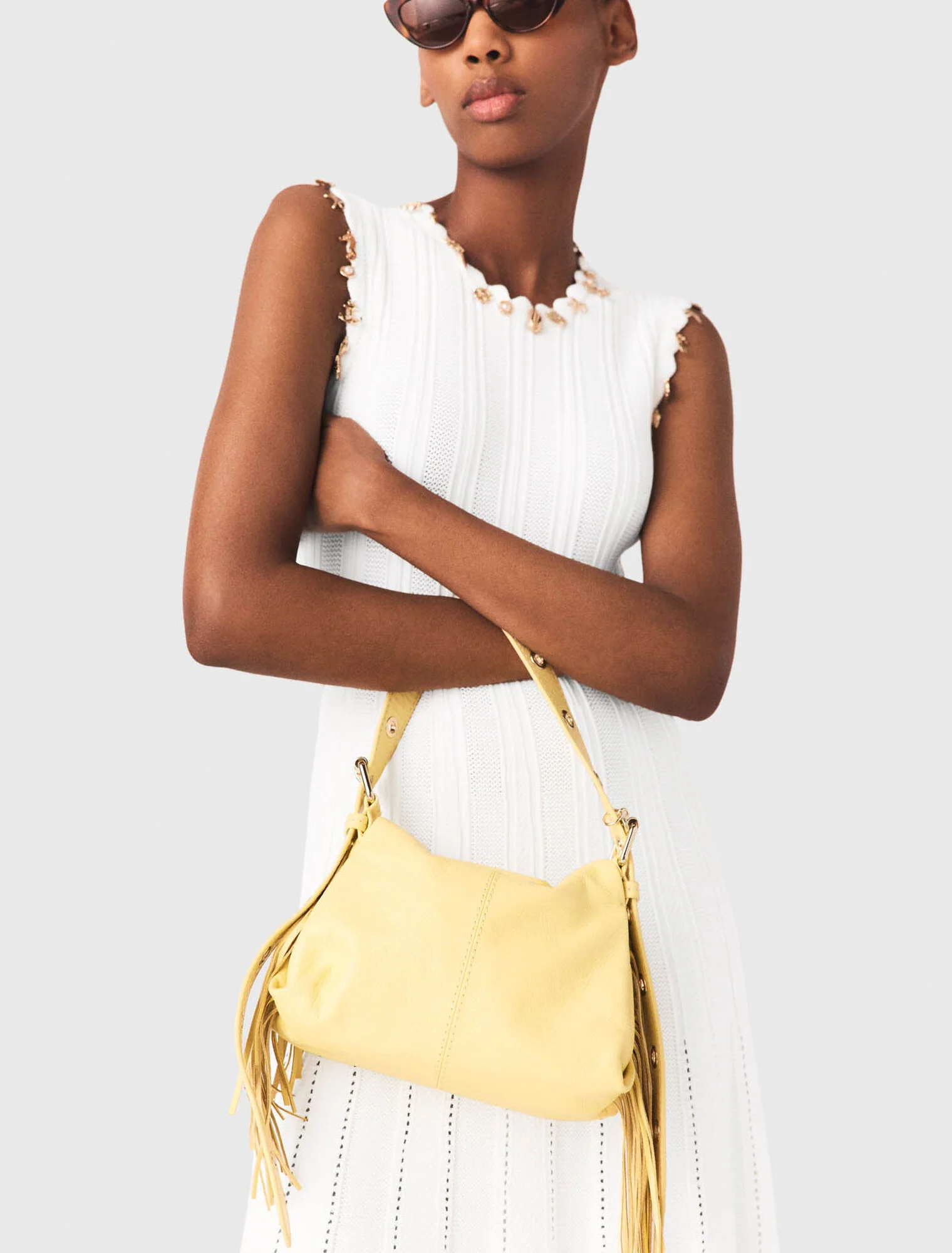 Matte Crackle Miss M Mini Bag Pale Yellow - Image 5