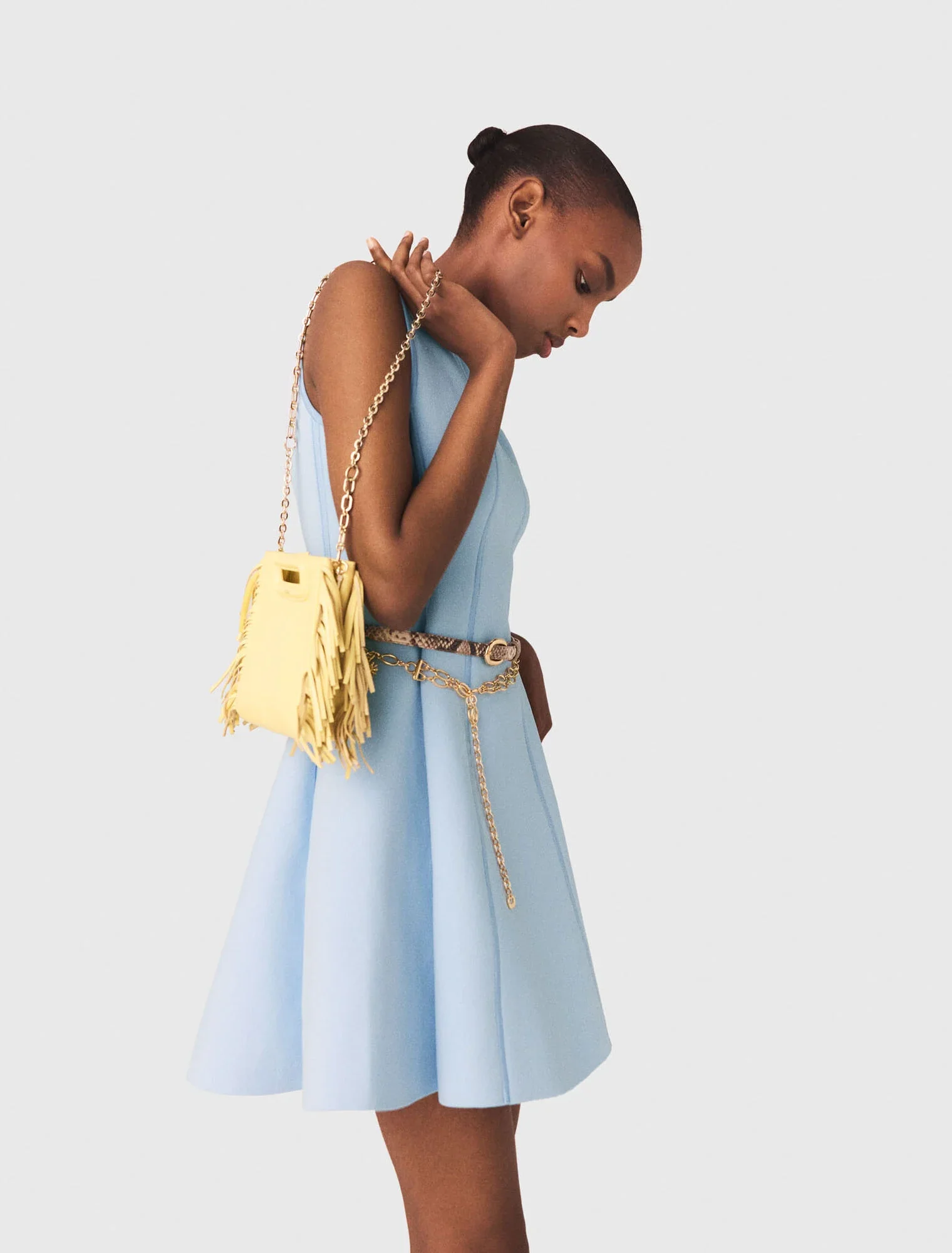 Matte Crackled Leather M Mini Bag Pale Yellow - Image 2