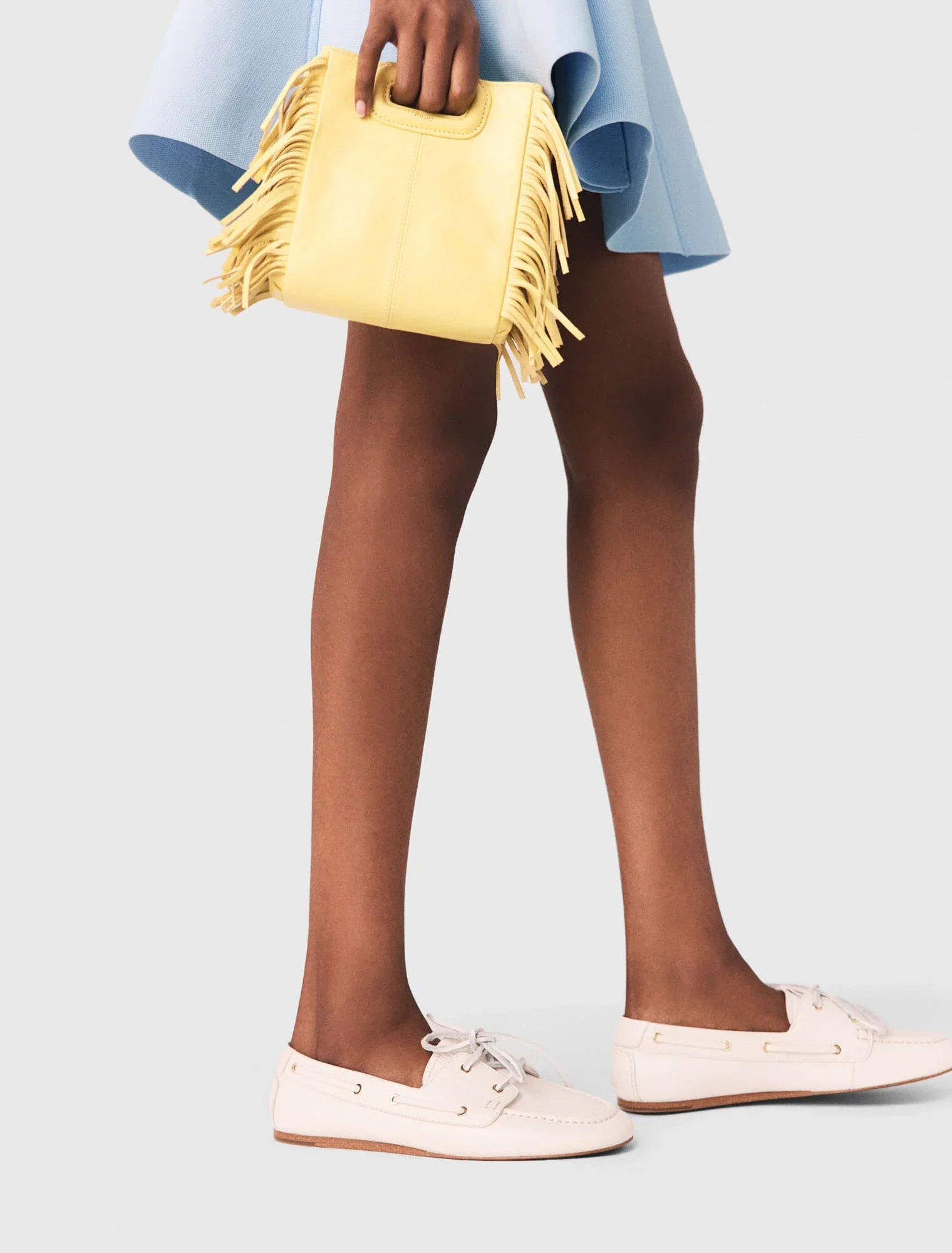 Matte Crackled Leather M Mini Bag Pale Yellow - Image 3