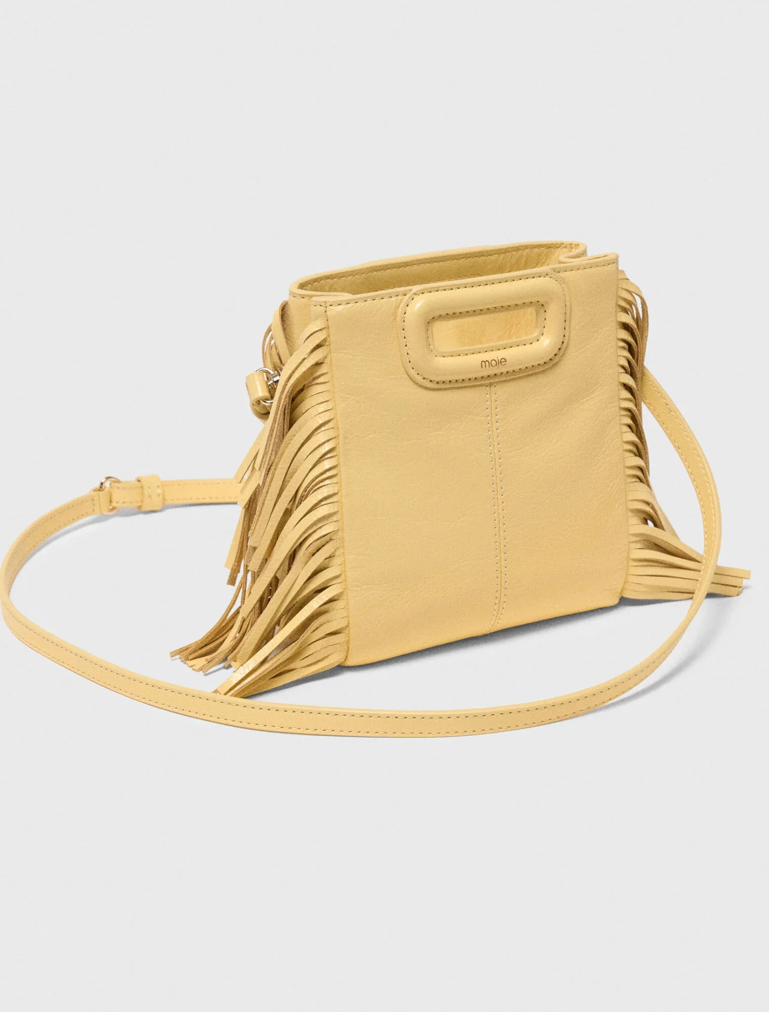 Matte Crackled Leather M Mini Bag Pale Yellow - Image 4
