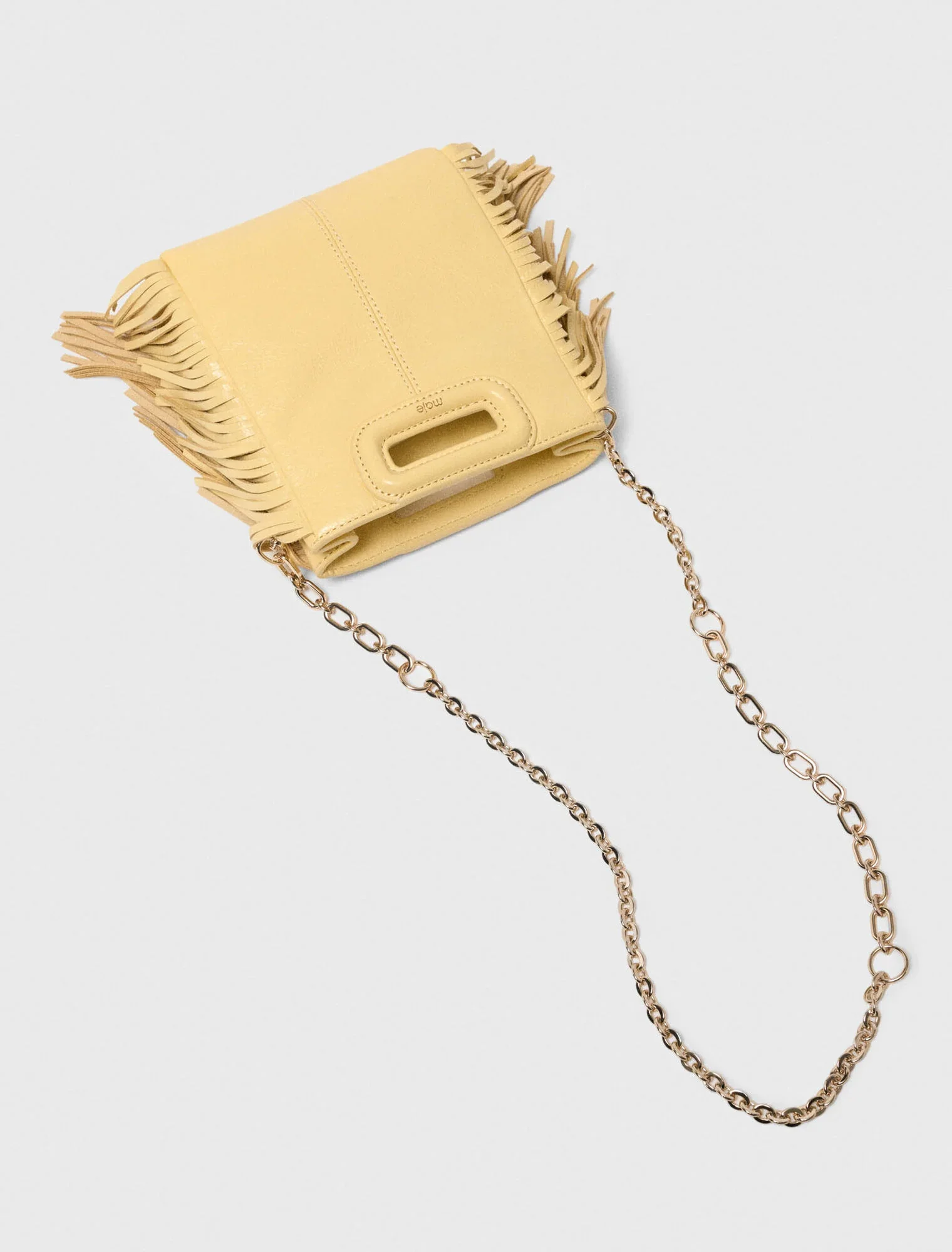 Matte Crackled Leather M Mini Bag Pale Yellow - Image 5