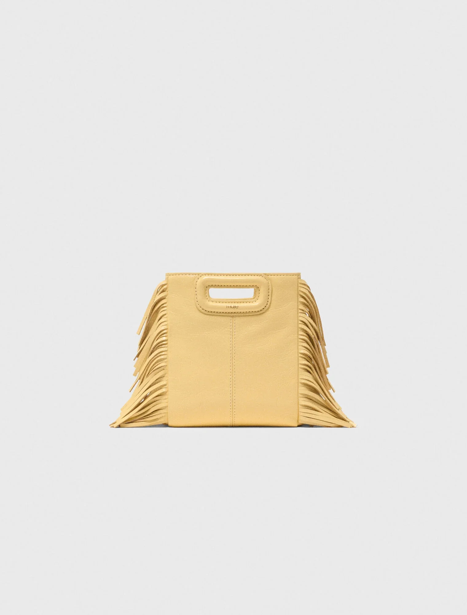 Matte Crackled Leather M Mini Bag Pale Yellow - Image 6