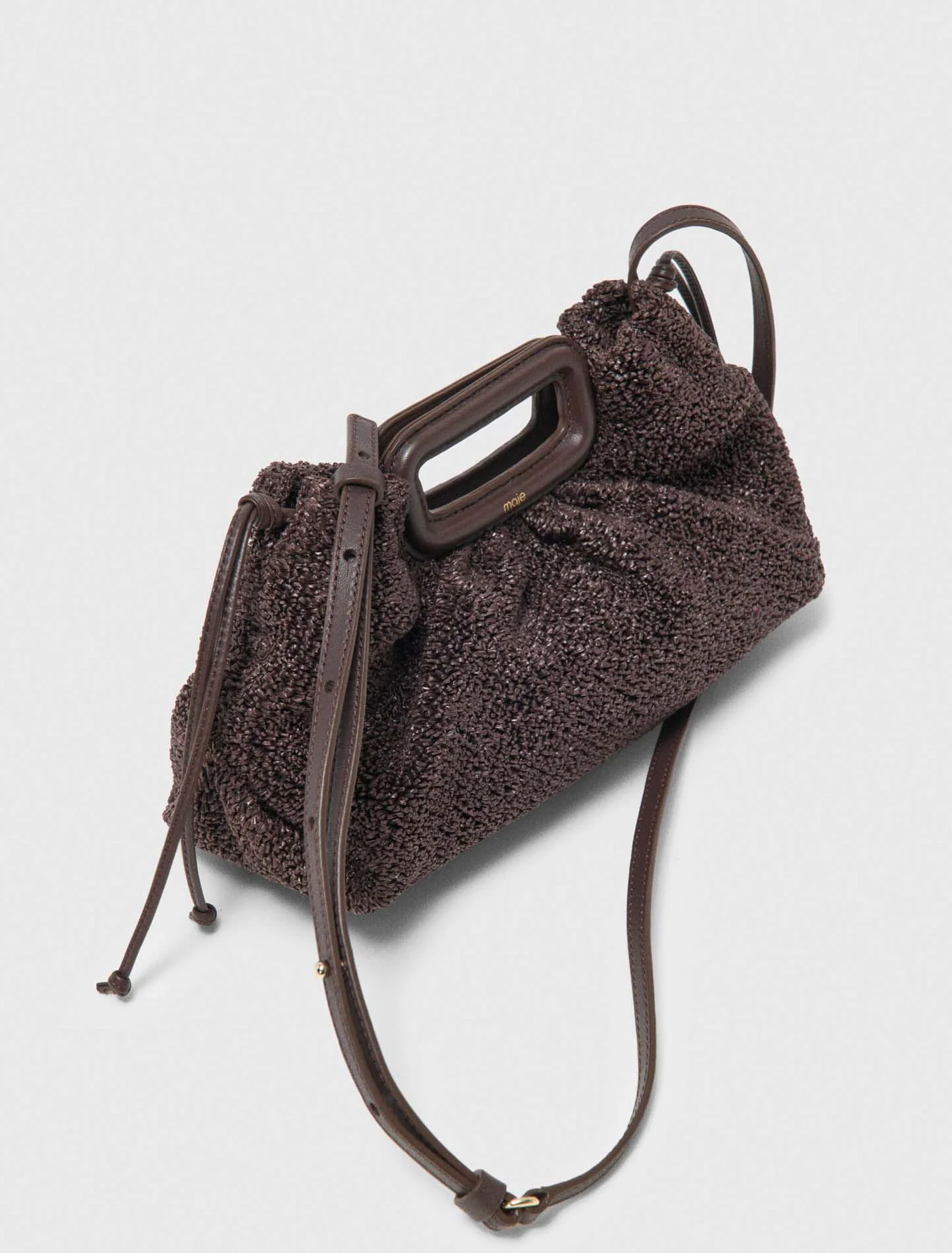 Mipli Bouclé Effect Clutch Bag Dark Brown - Image 3