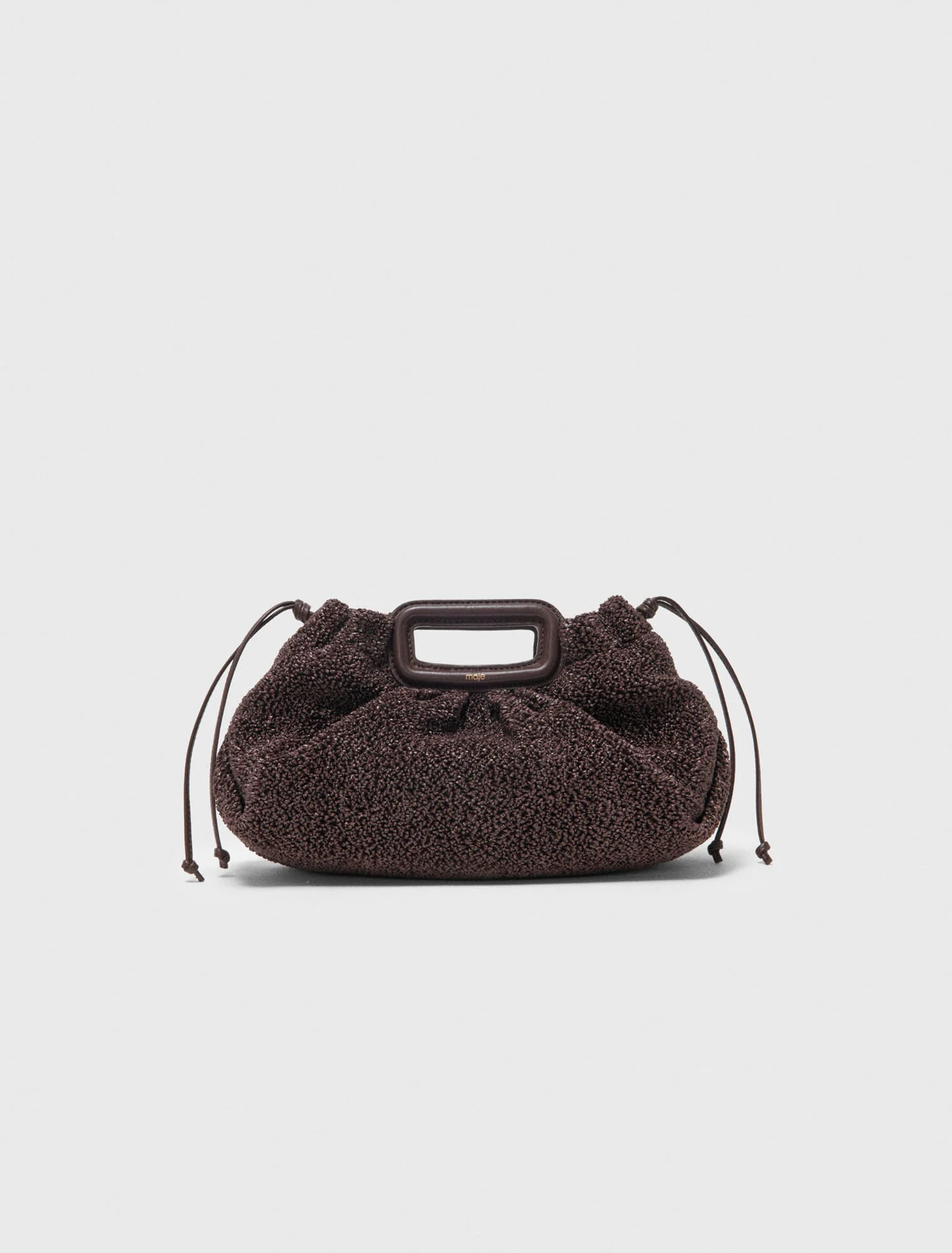 Mipli Bouclé Effect Clutch Bag Dark Brown - Image 7
