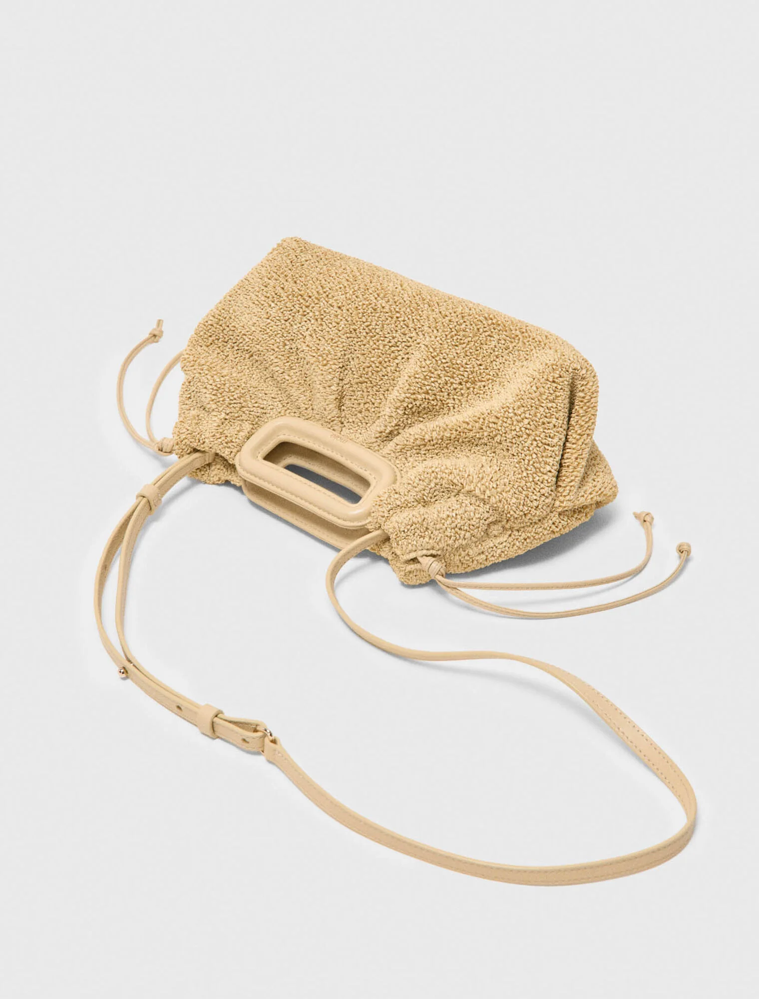 Mipli Bouclé Effect Clutch Bag Sand - Image 3
