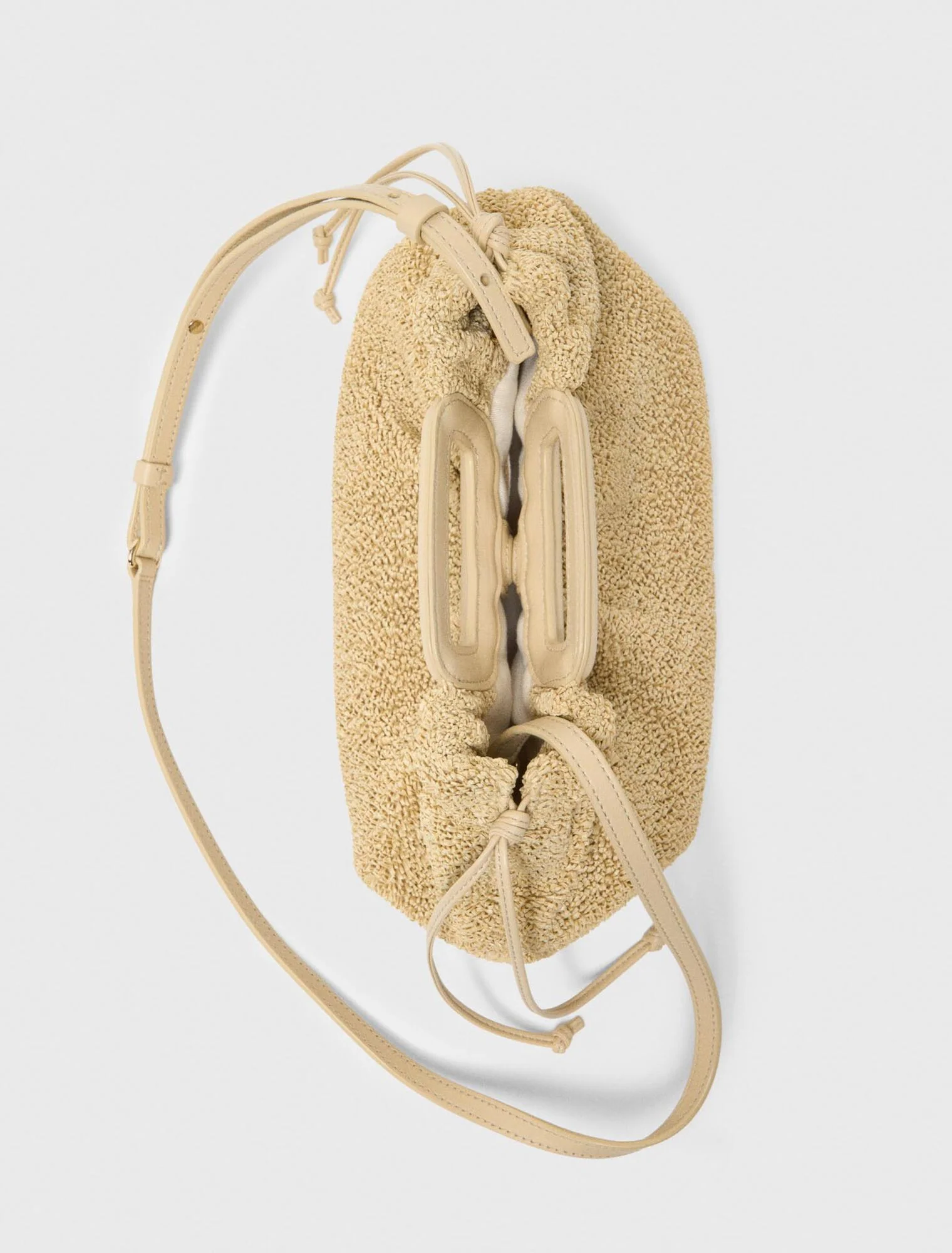 Mipli Bouclé Effect Clutch Bag Sand - Image 6