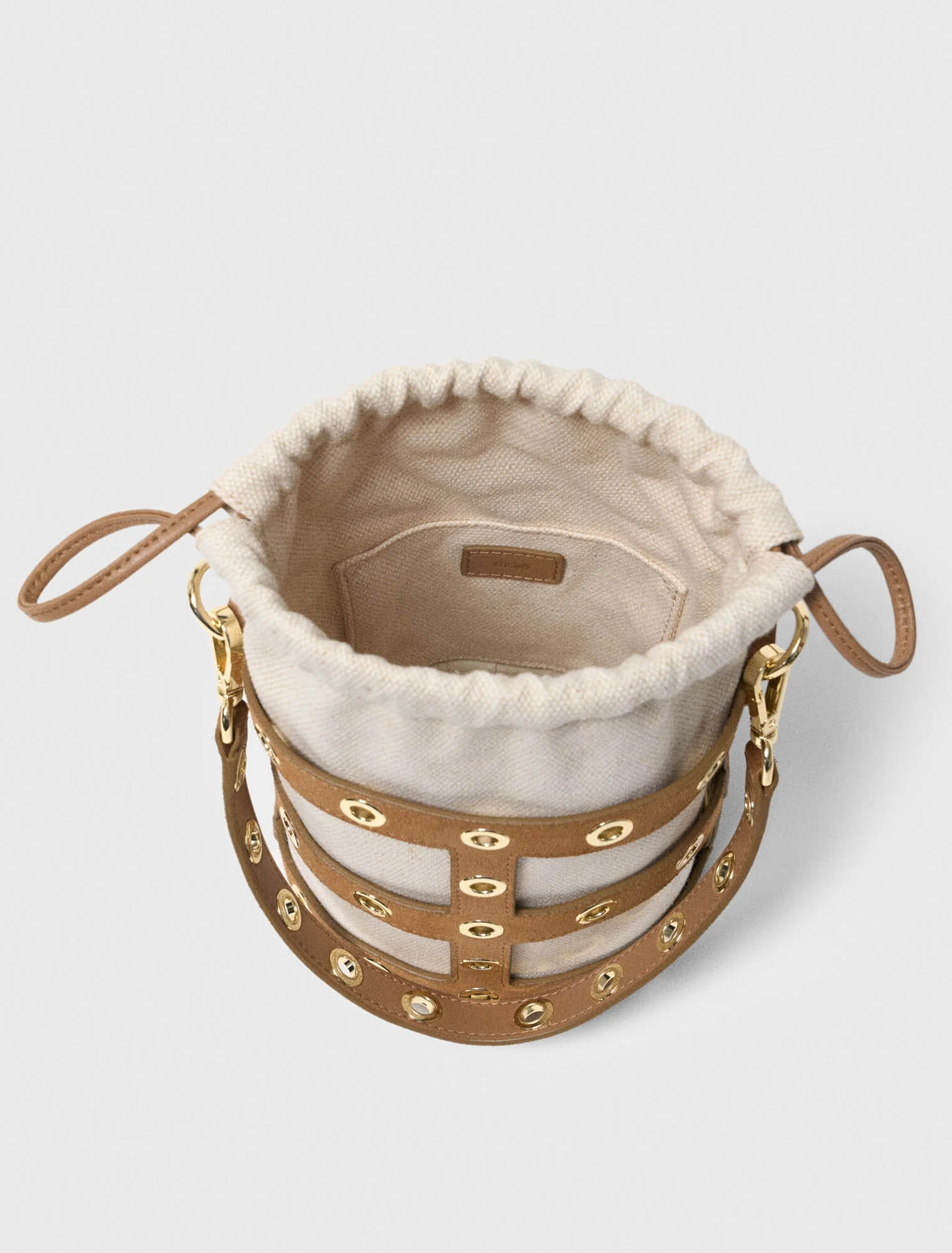 Suede Miss M Bucket Bag Camel - Image 7