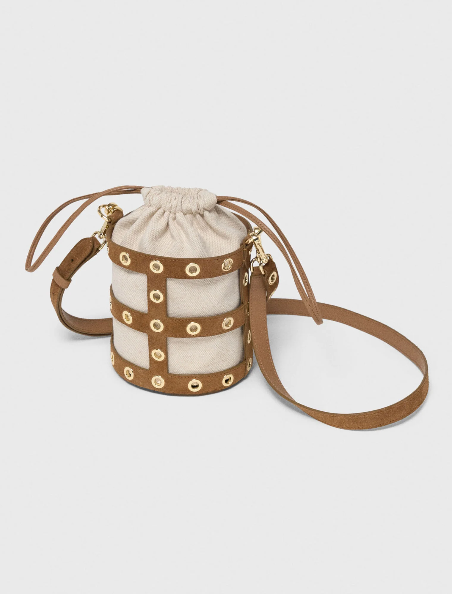 Suede Miss M Bucket Bag Camel - Image 9