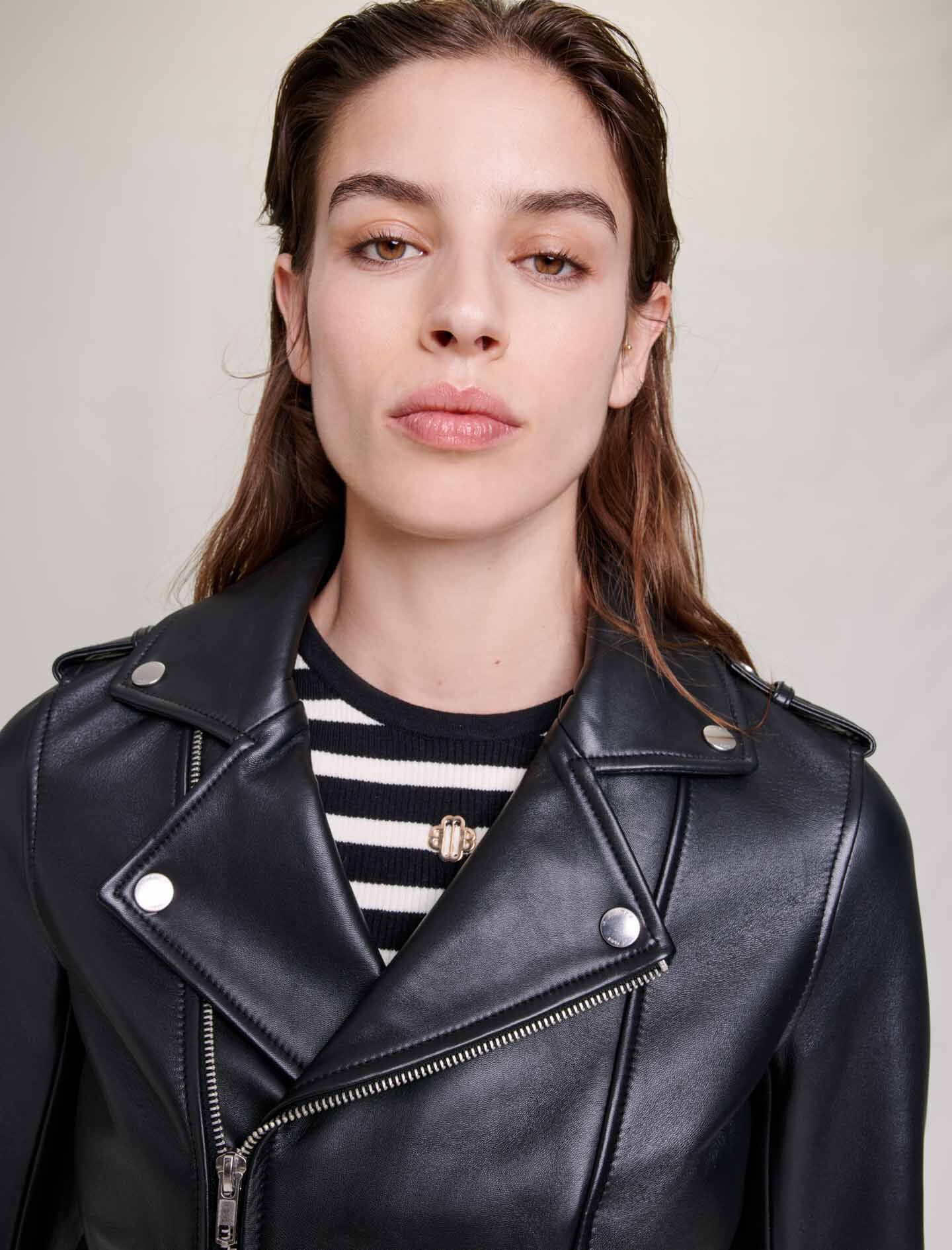 Leather biker jacket Black - Image 3