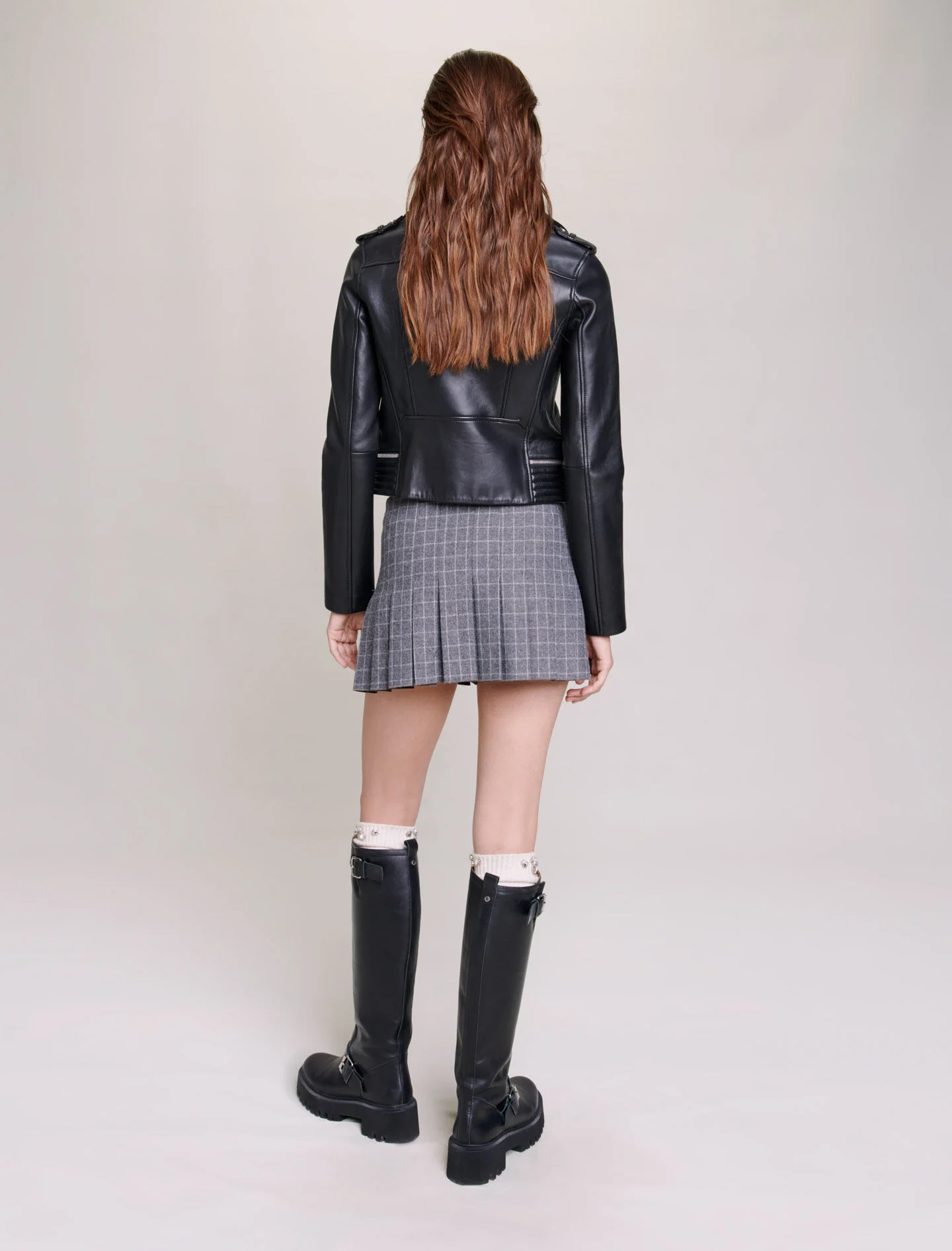 Leather biker jacket Black - Image 4
