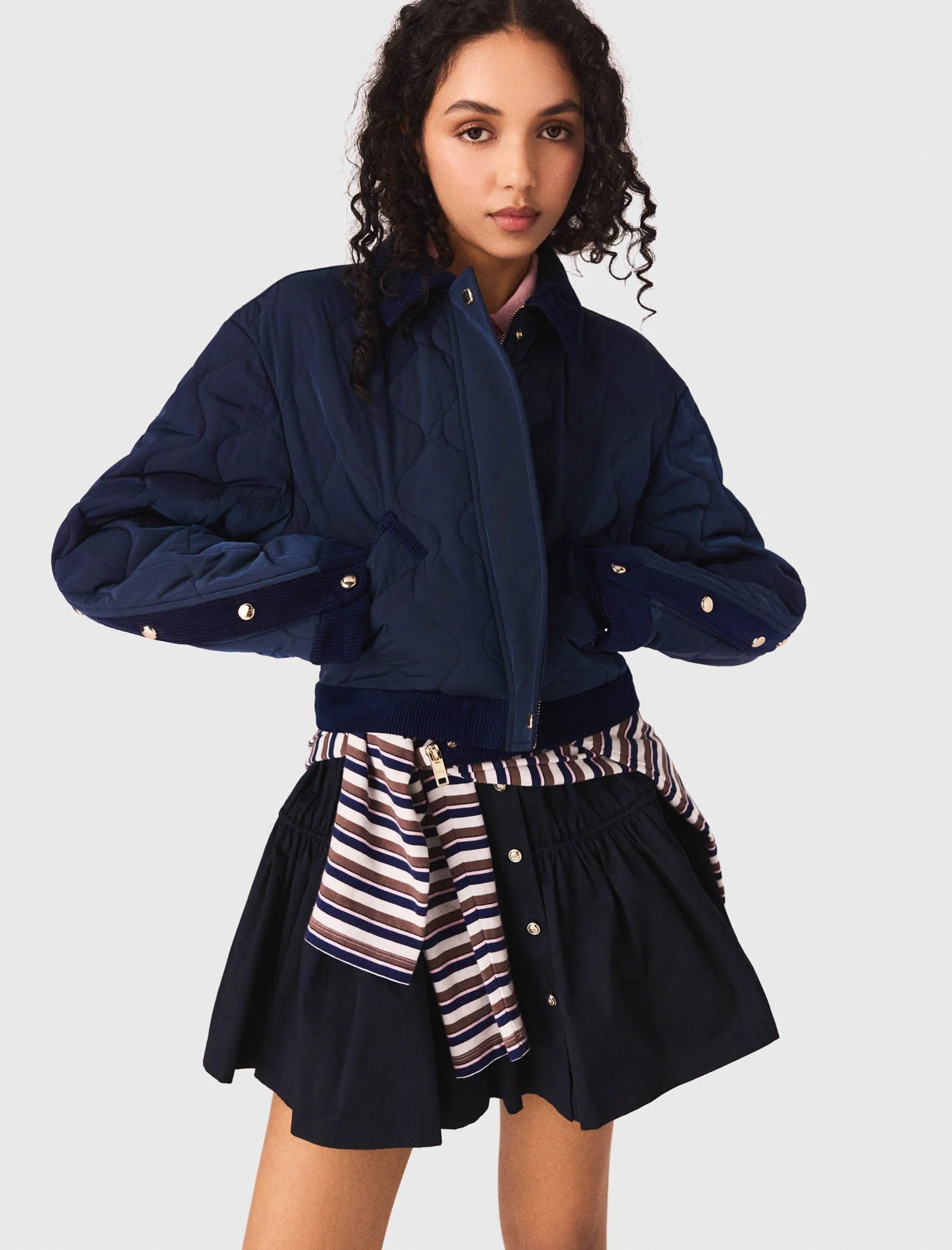 Quilted jacket with velvet details - Image 2