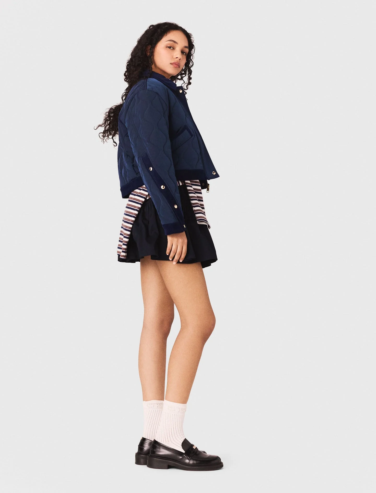 Quilted jacket with velvet details - Image 3