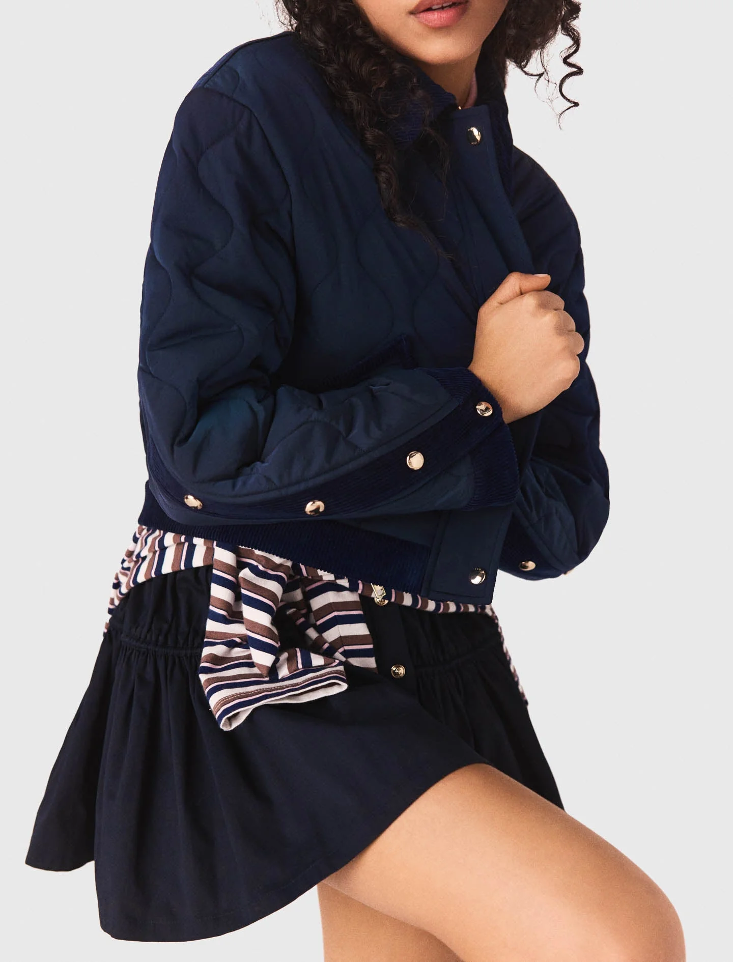 Quilted jacket with velvet details - Image 5