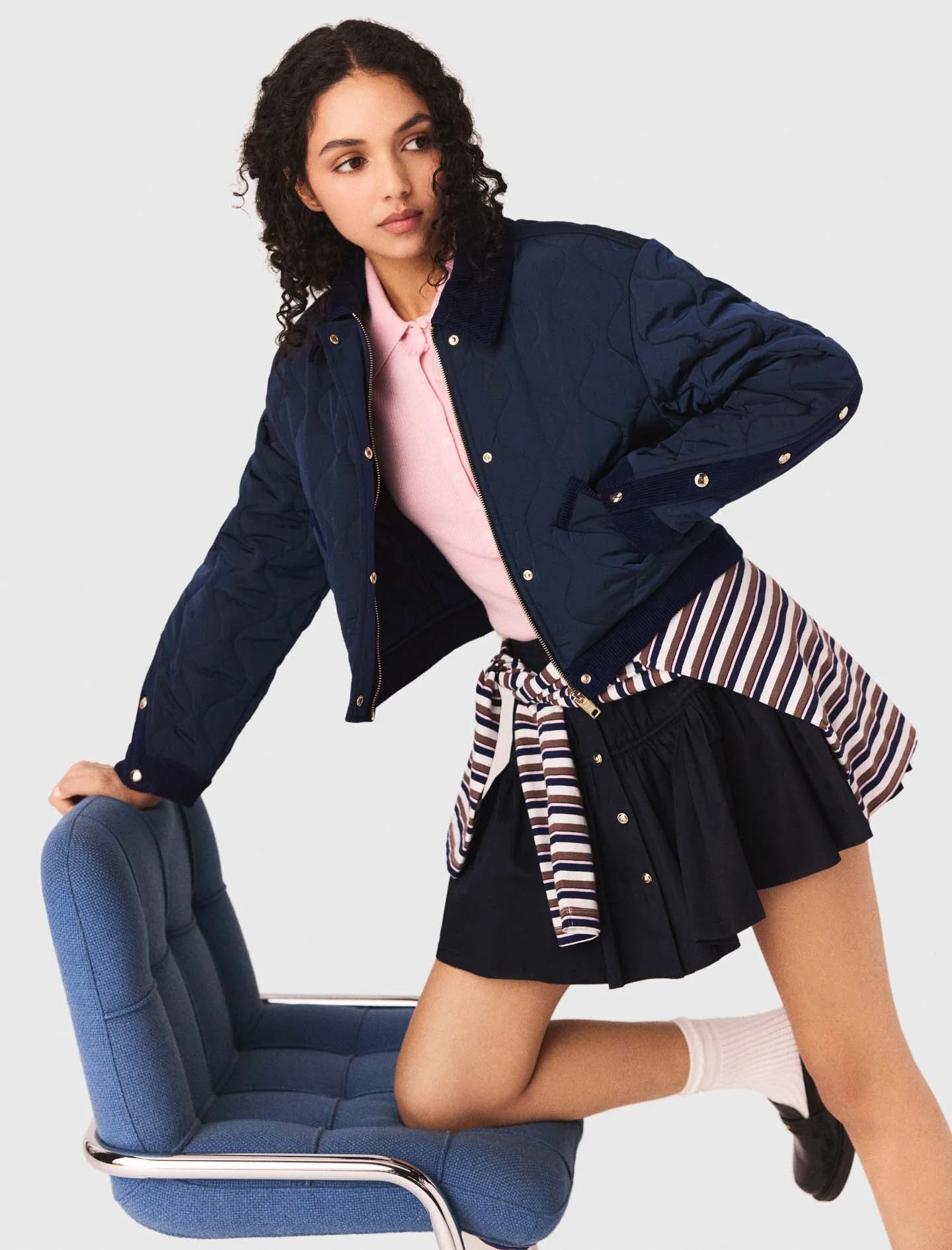 Quilted jacket with velvet details - Image 6