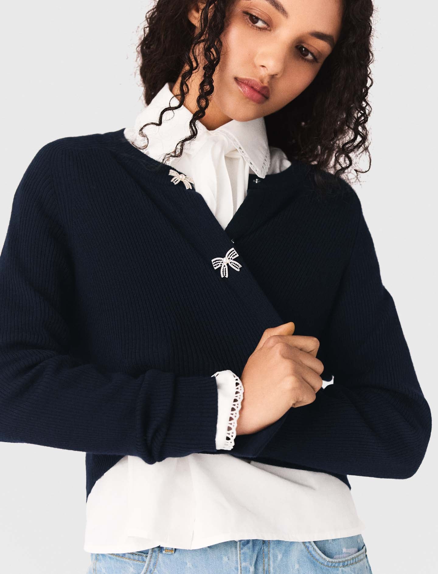 Jewelled bow-button cardigan - Image 4