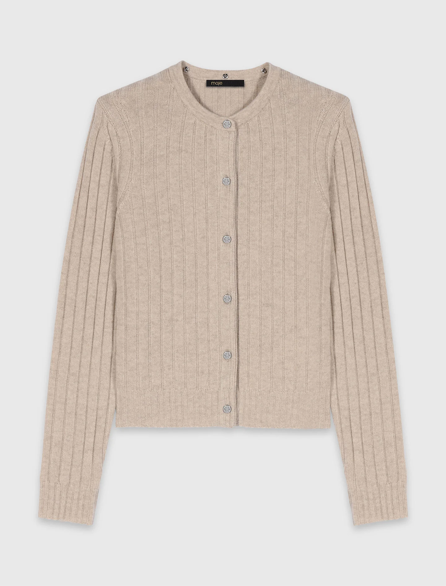 Cardigan With Removable Bead Collar Beige - Image 7