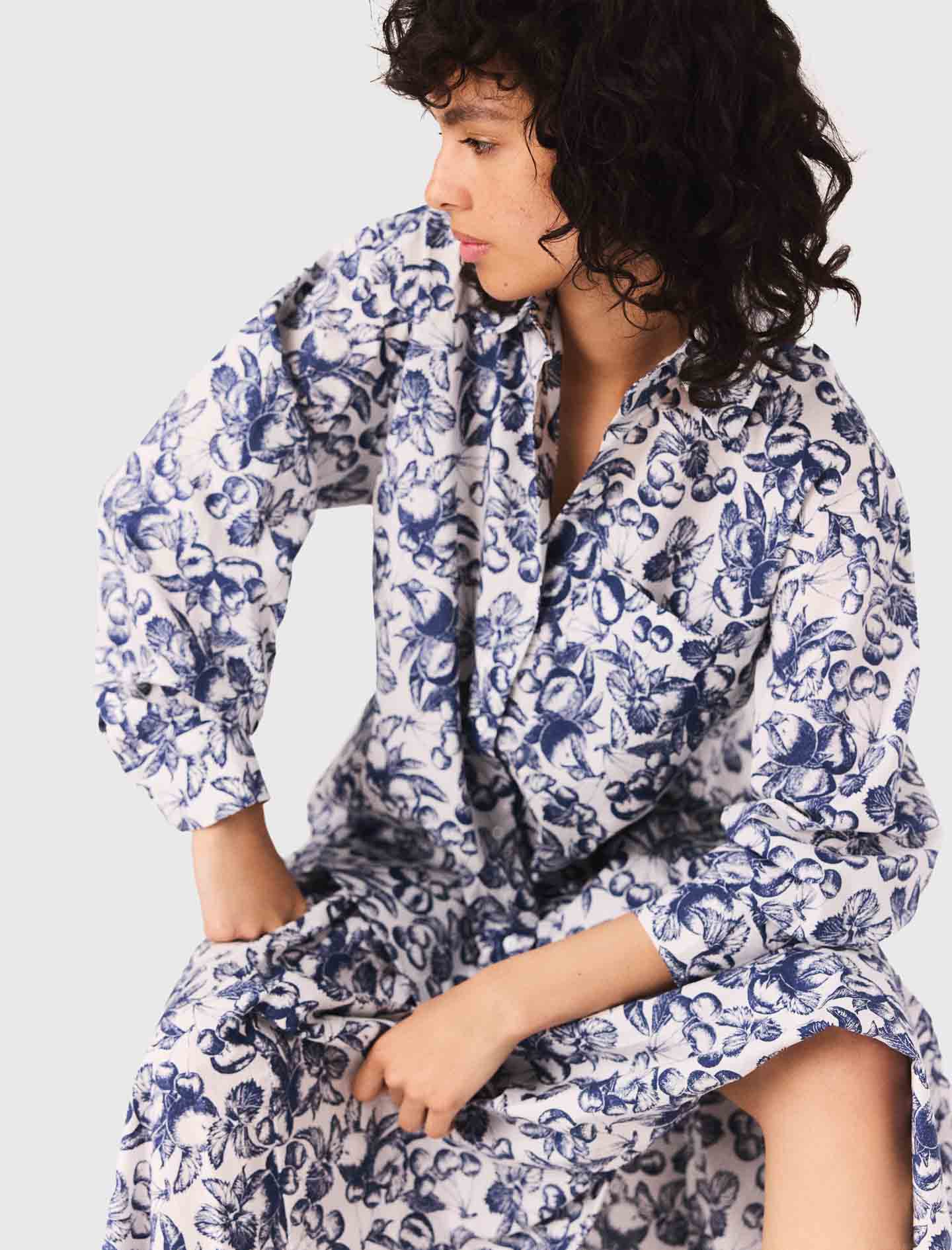 Blue Fruits Print Long printed shirt Blue Fruits Print - Image 5