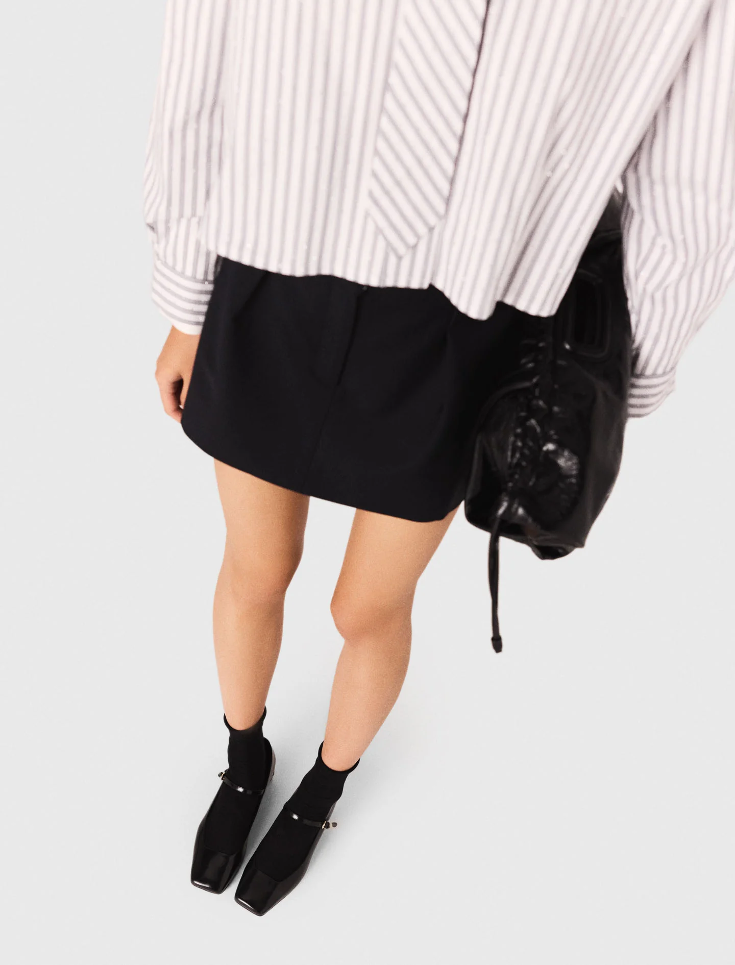 Striped rhinestone shirt with tie Ecru Stripes - Image 6