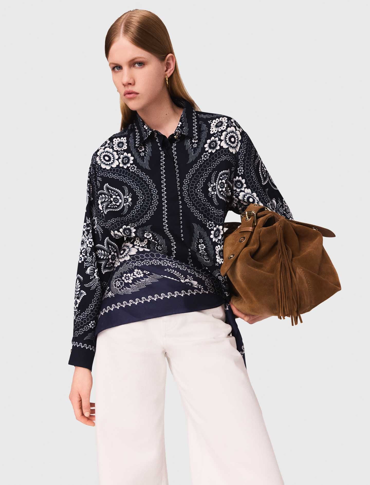 Flowing printed shirt Navy Bandana Print - Image 2