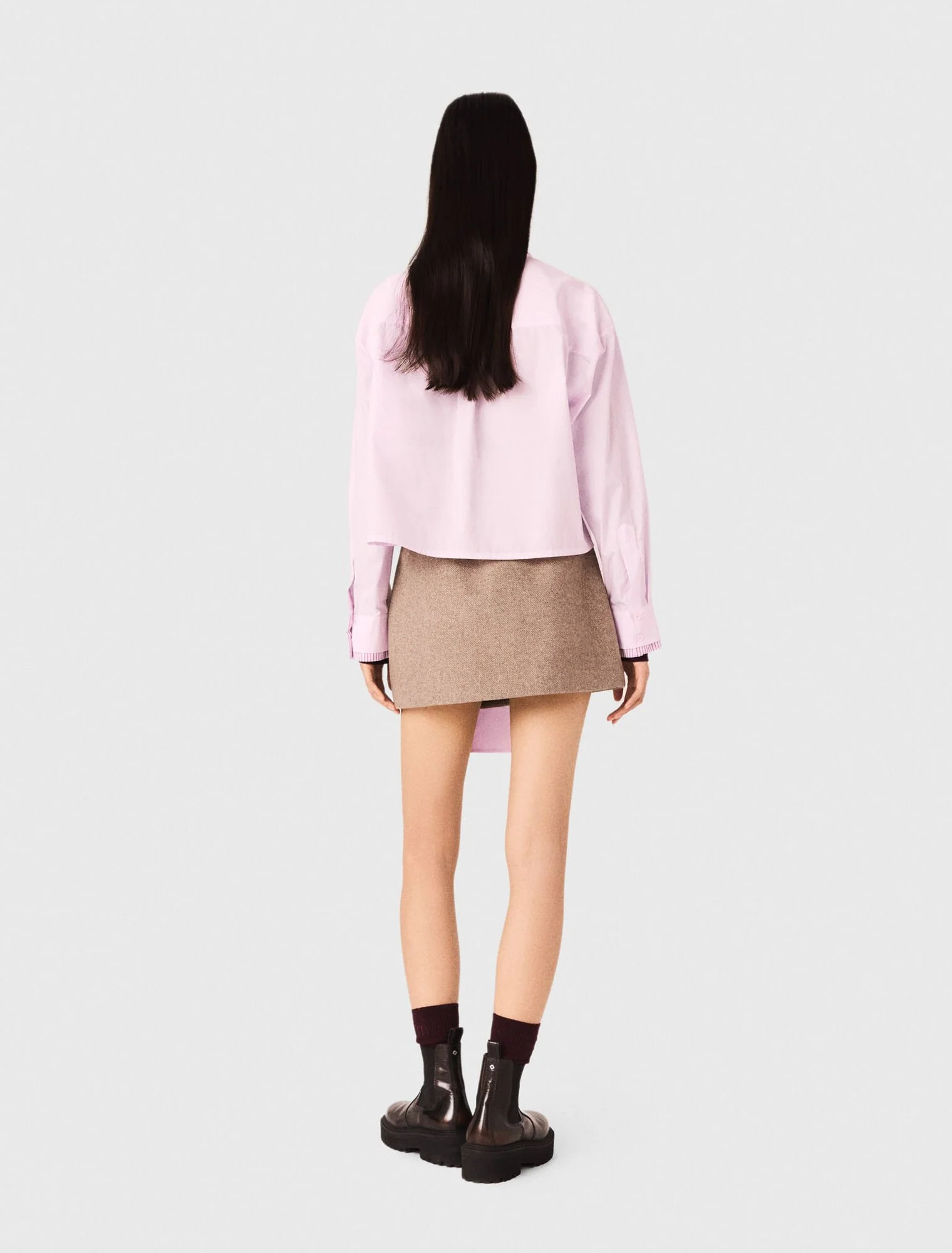 Short shirt with pussy bow Pink - Image 3