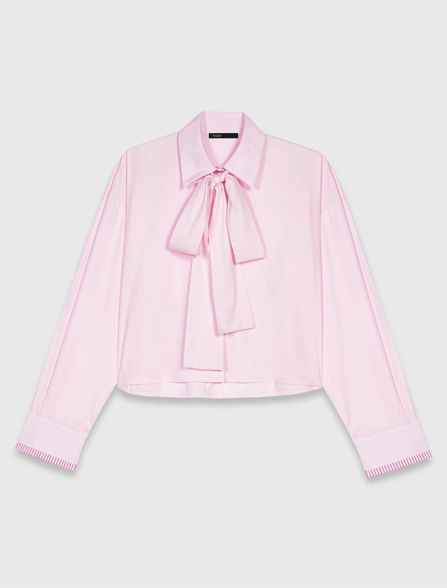 Short shirt with pussy bow Pink - Image 8