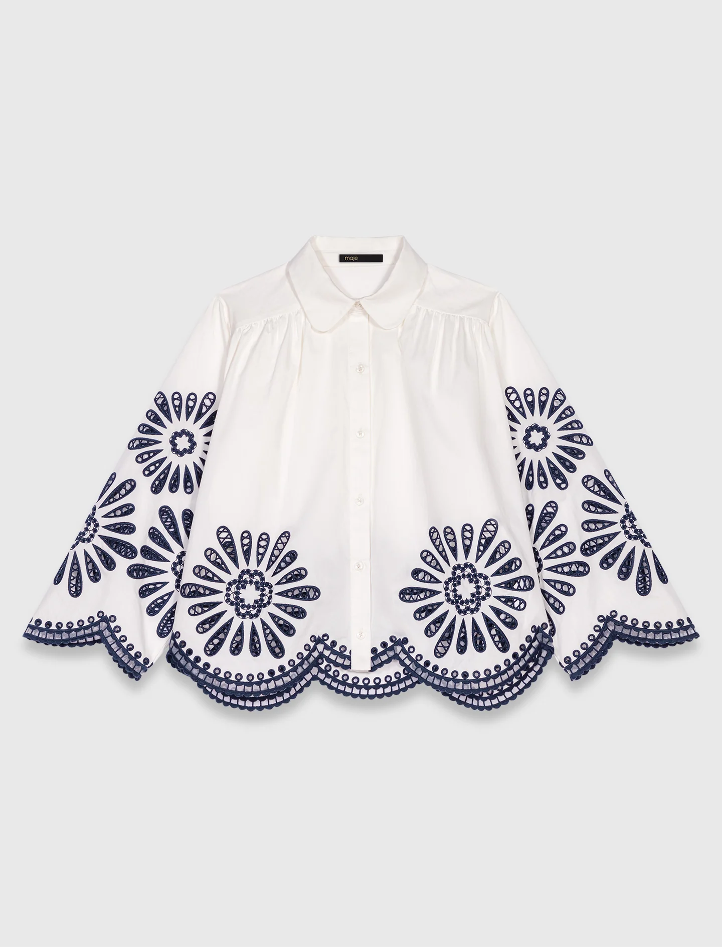 Crochet shirt White/Navy - Image 3