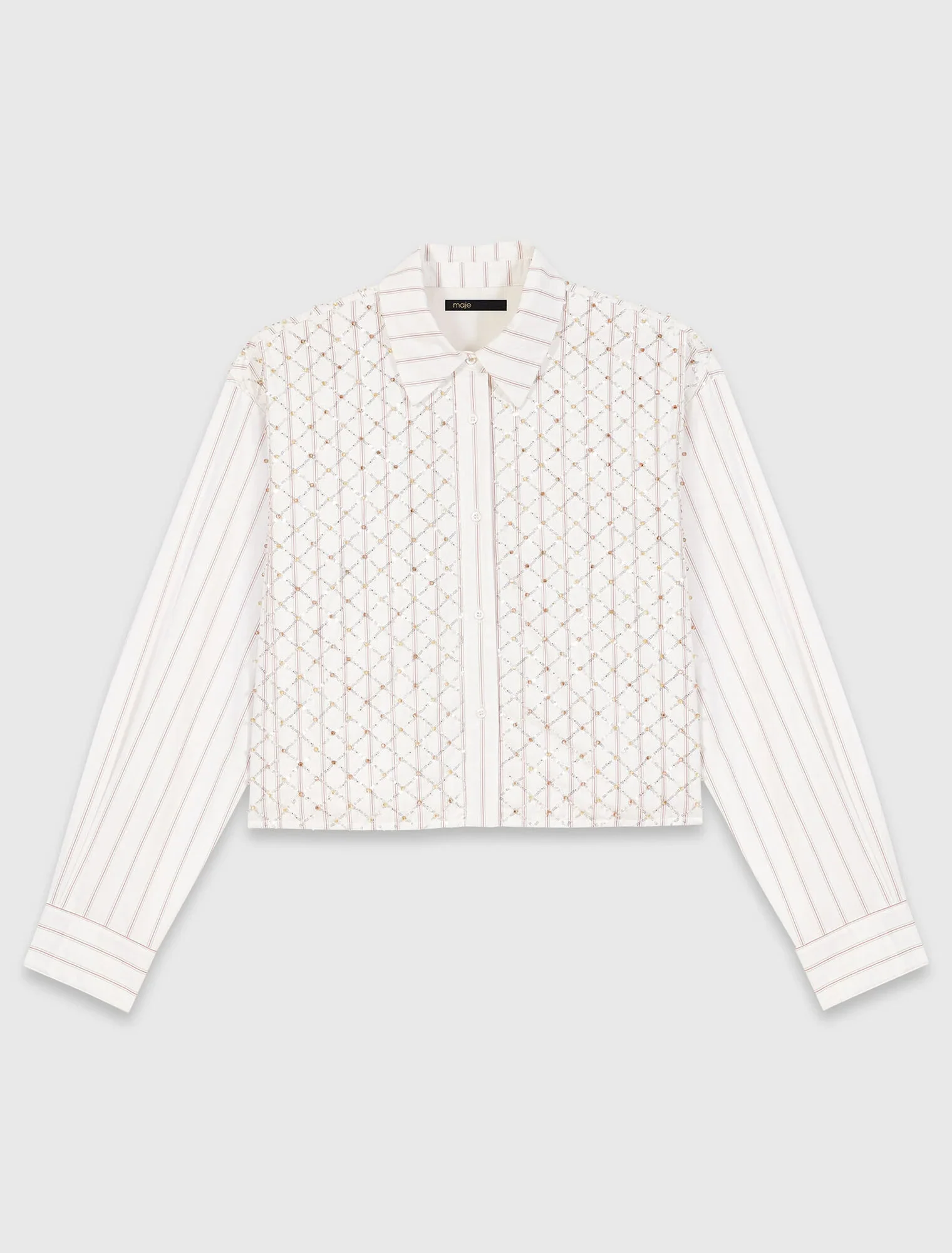Beaded Cropped Shirt White - Image 7