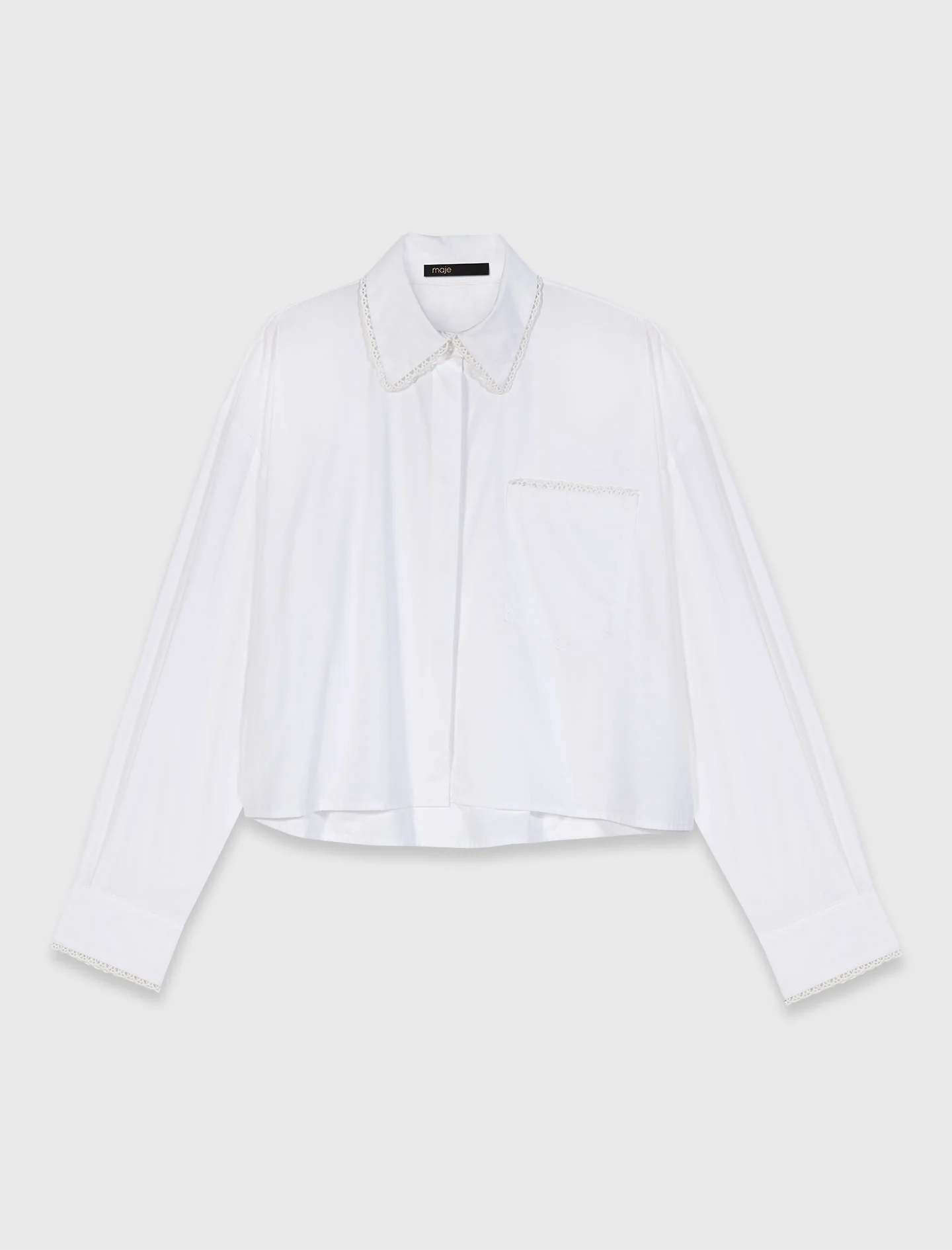 Crochet Collar Shirt White - Image 8